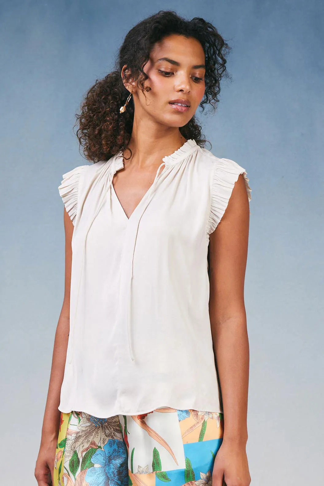 Margot Pleated Sleeve Blouse sold by Current Air