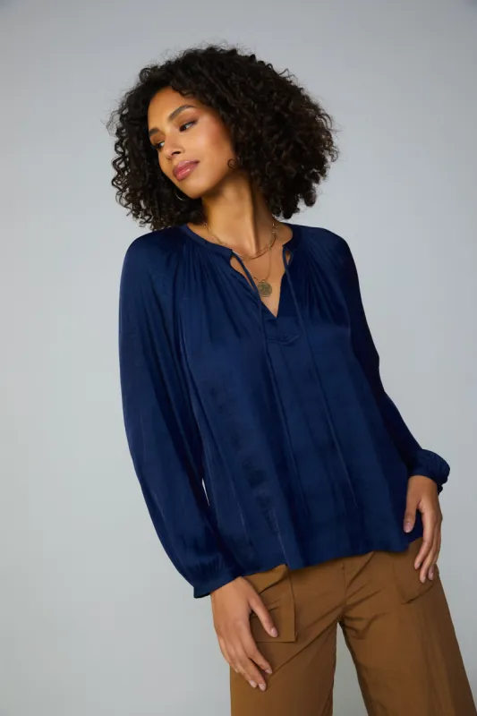 Gathered Split Neck Blouse sold by Current Air