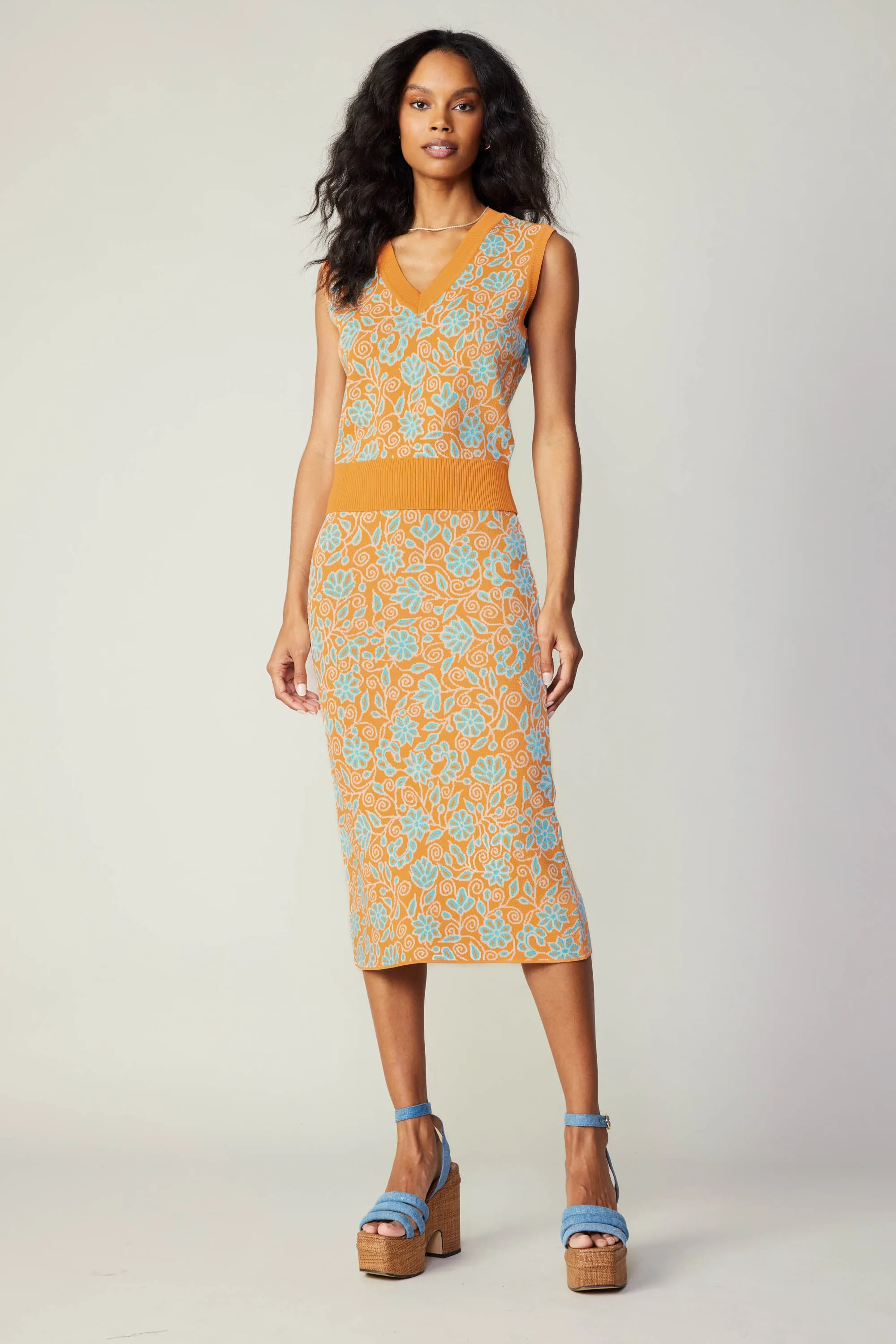 Floral Knit Midi Skirt sold by Current Air