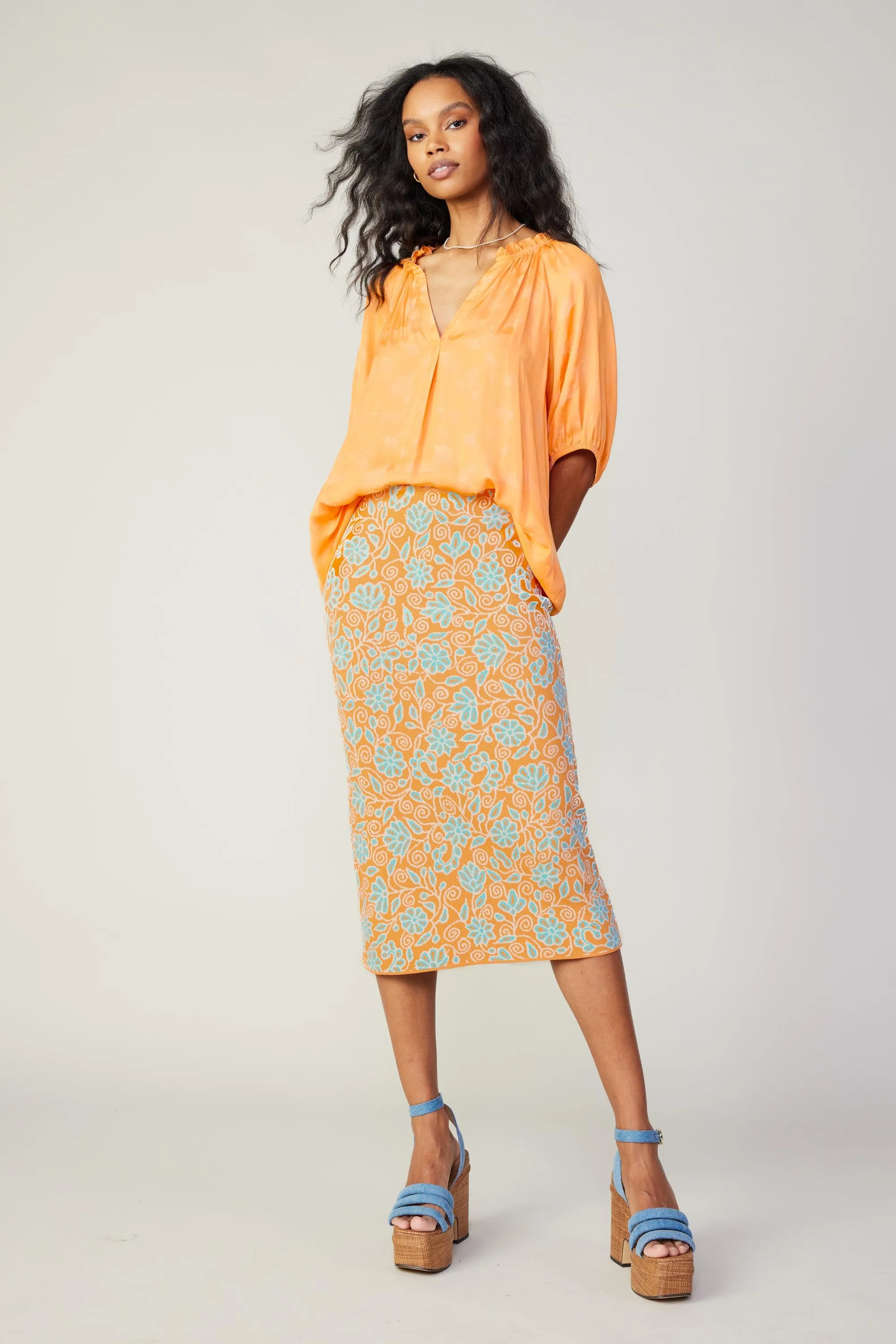 Floral Knit Midi Skirt sold by Current Air product image thumbnail 3