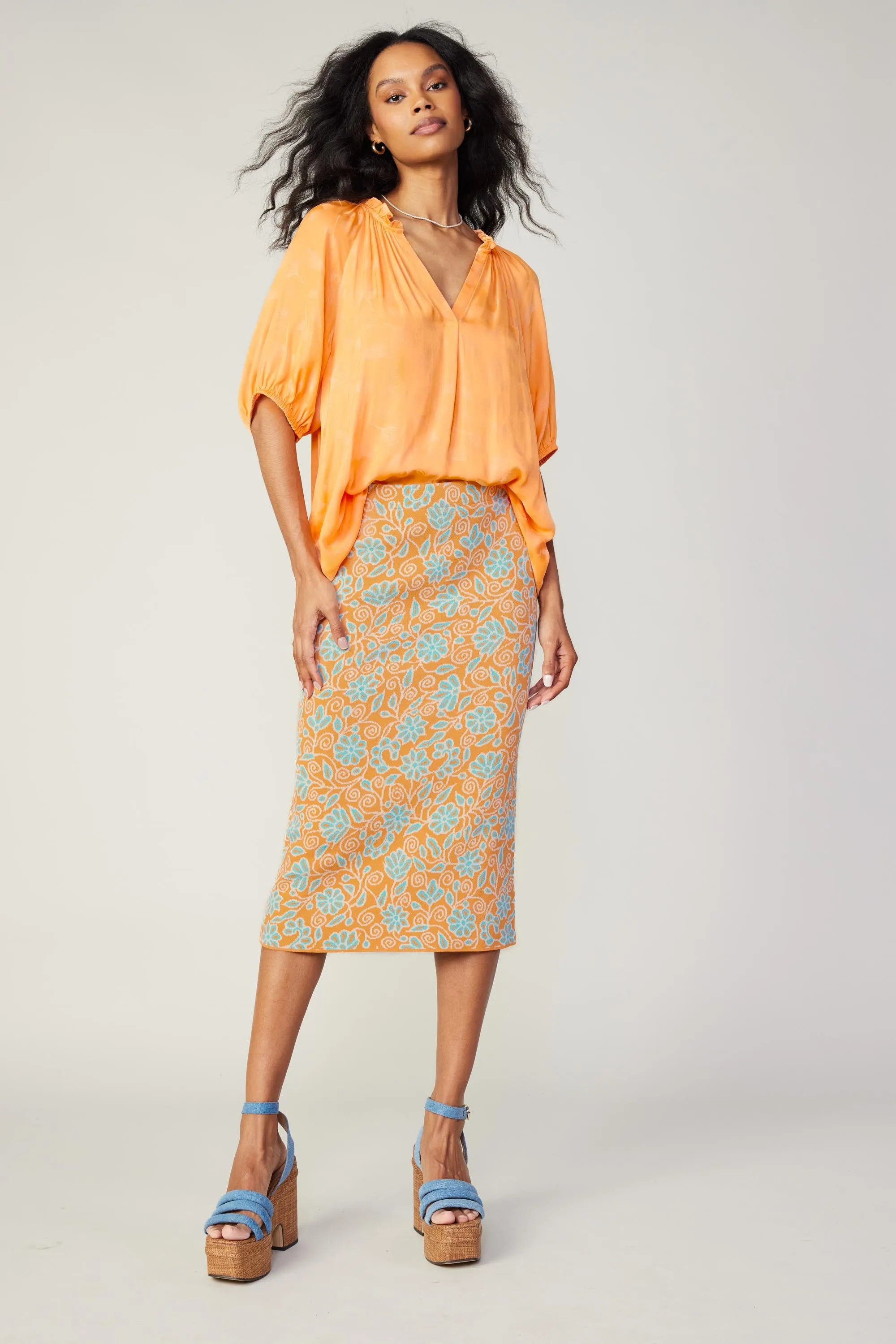 Floral Knit Midi Skirt sold by Current Air product image thumbnail 2