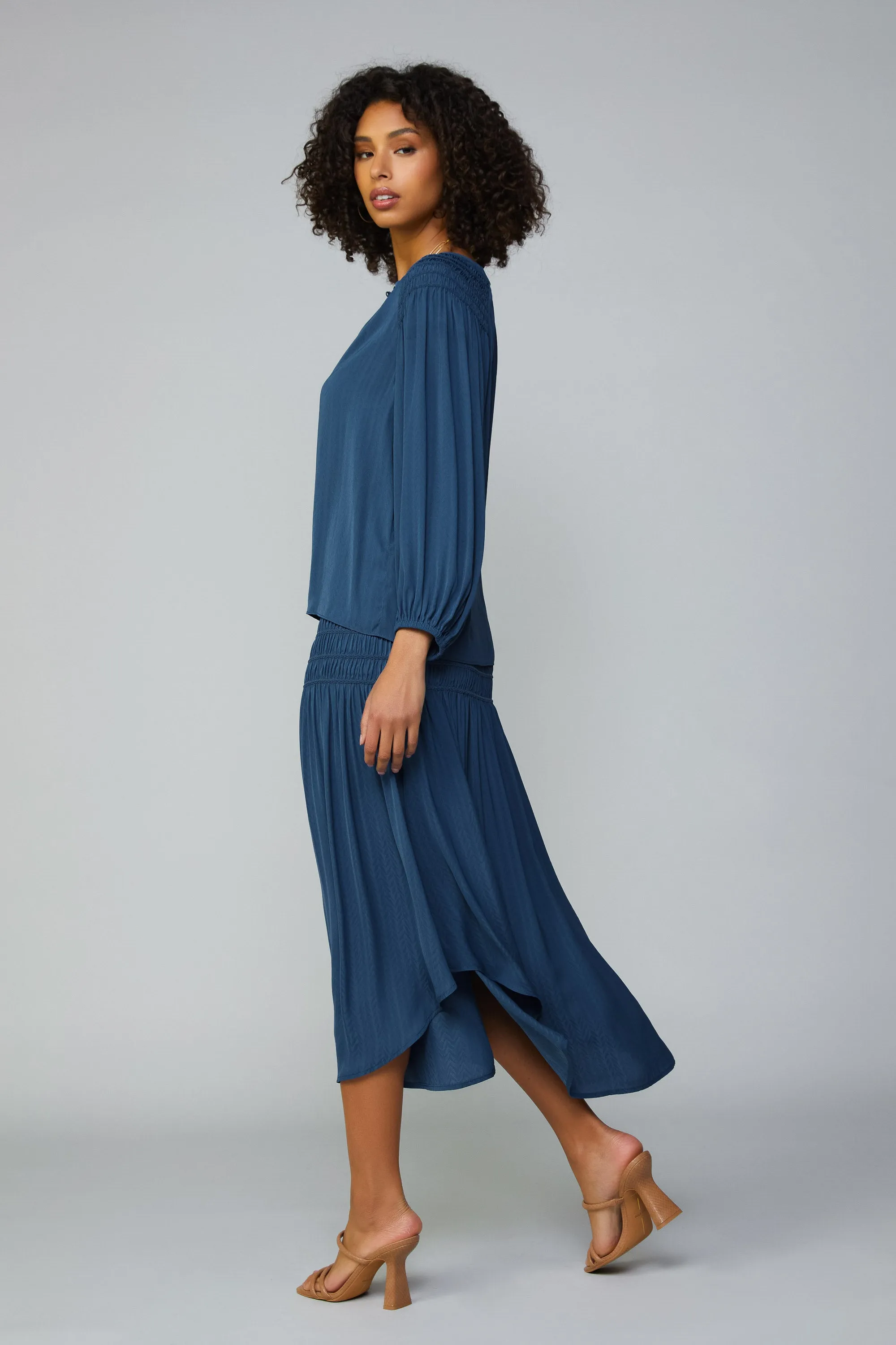 Smocked Shoulder Button Blouse sold by Current Air product image thumbnail 3