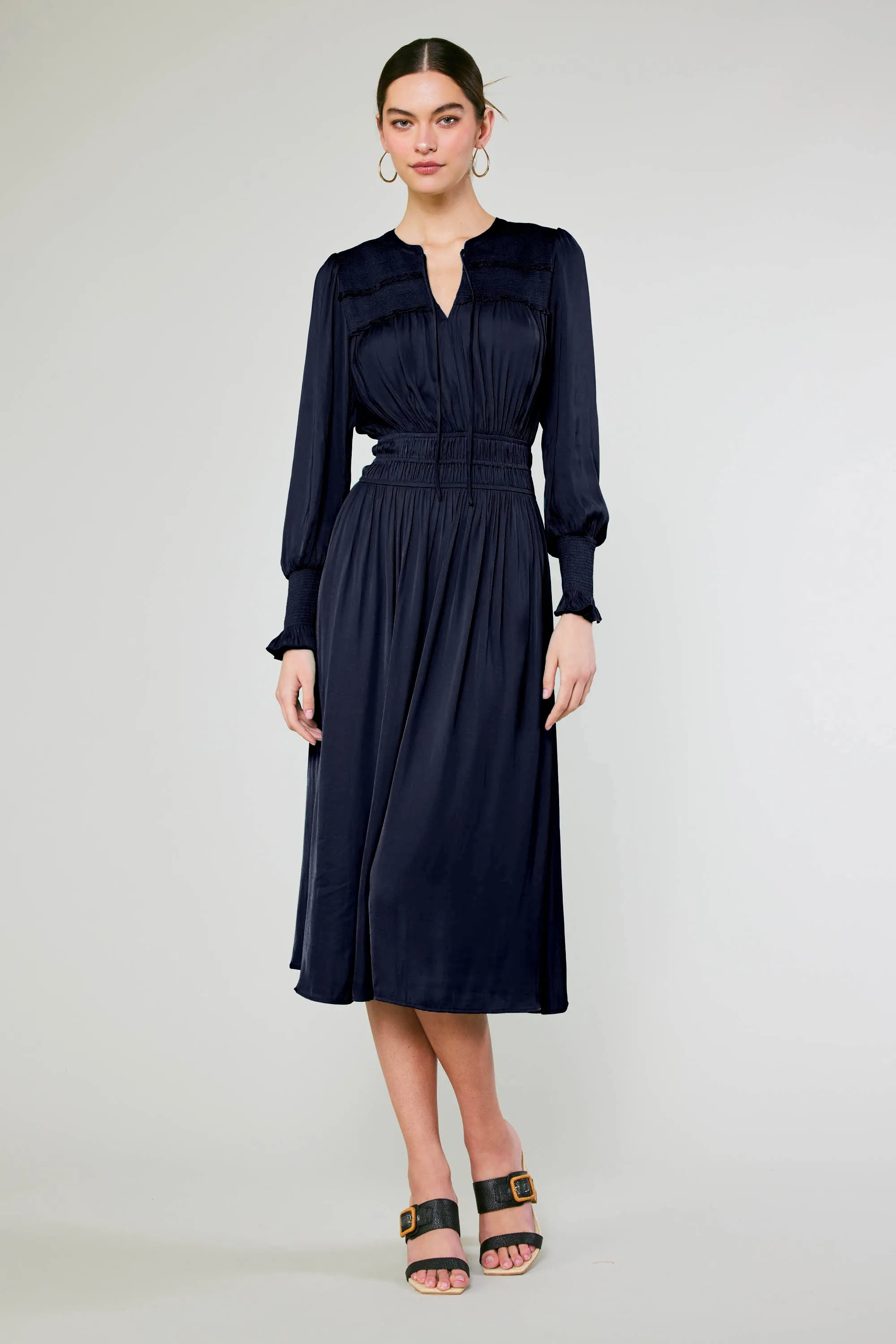 Aida Smocked Midi Dress sold by Current Air