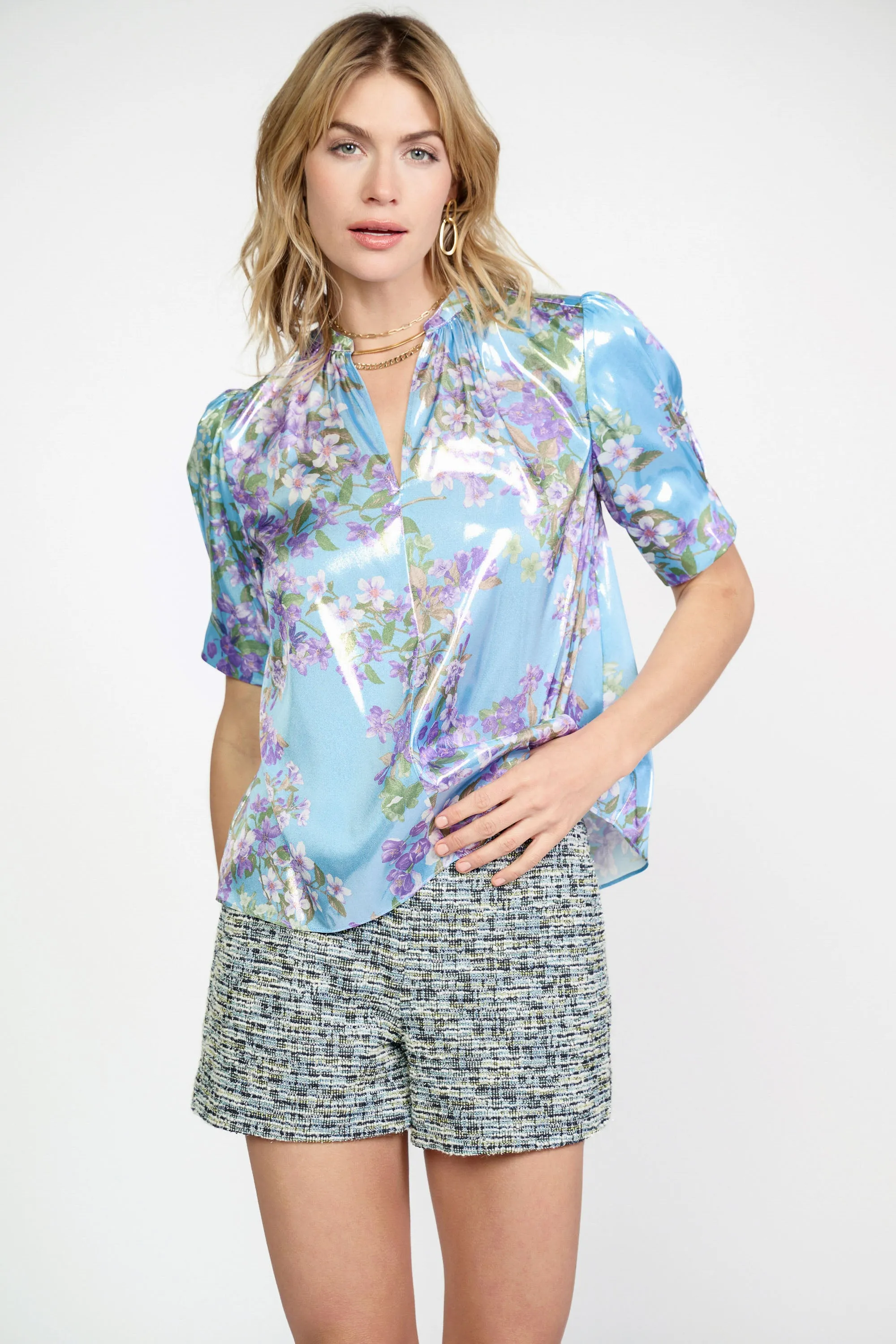 Metallic Botanical Print Top sold by Current Air product image thumbnail 3
