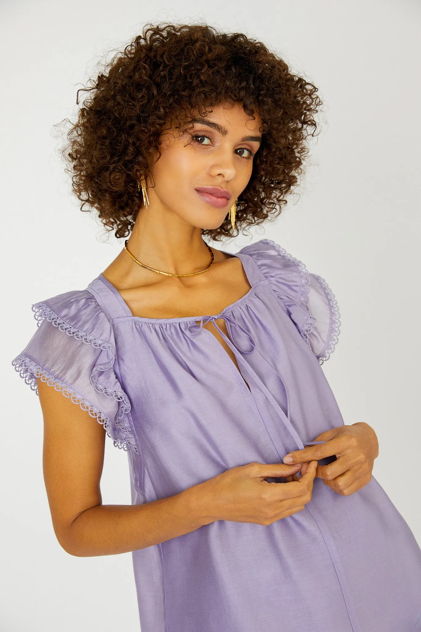 Peekaboo Flutter Sleeve Top sold by Current Air product image thumbnail 3