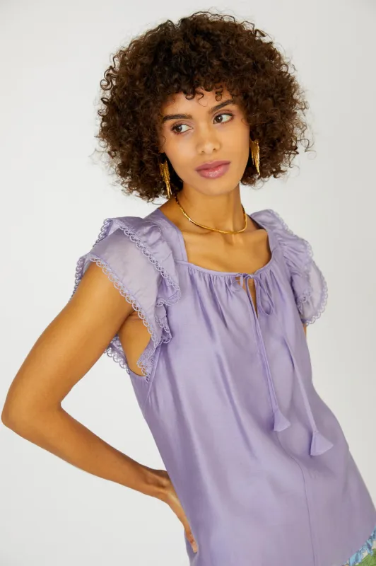 Peekaboo Flutter Sleeve Top sold by Current Air