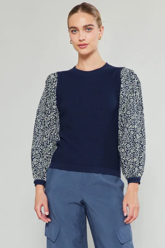 Contrast Sleeve Sweater Top sold by Current Air