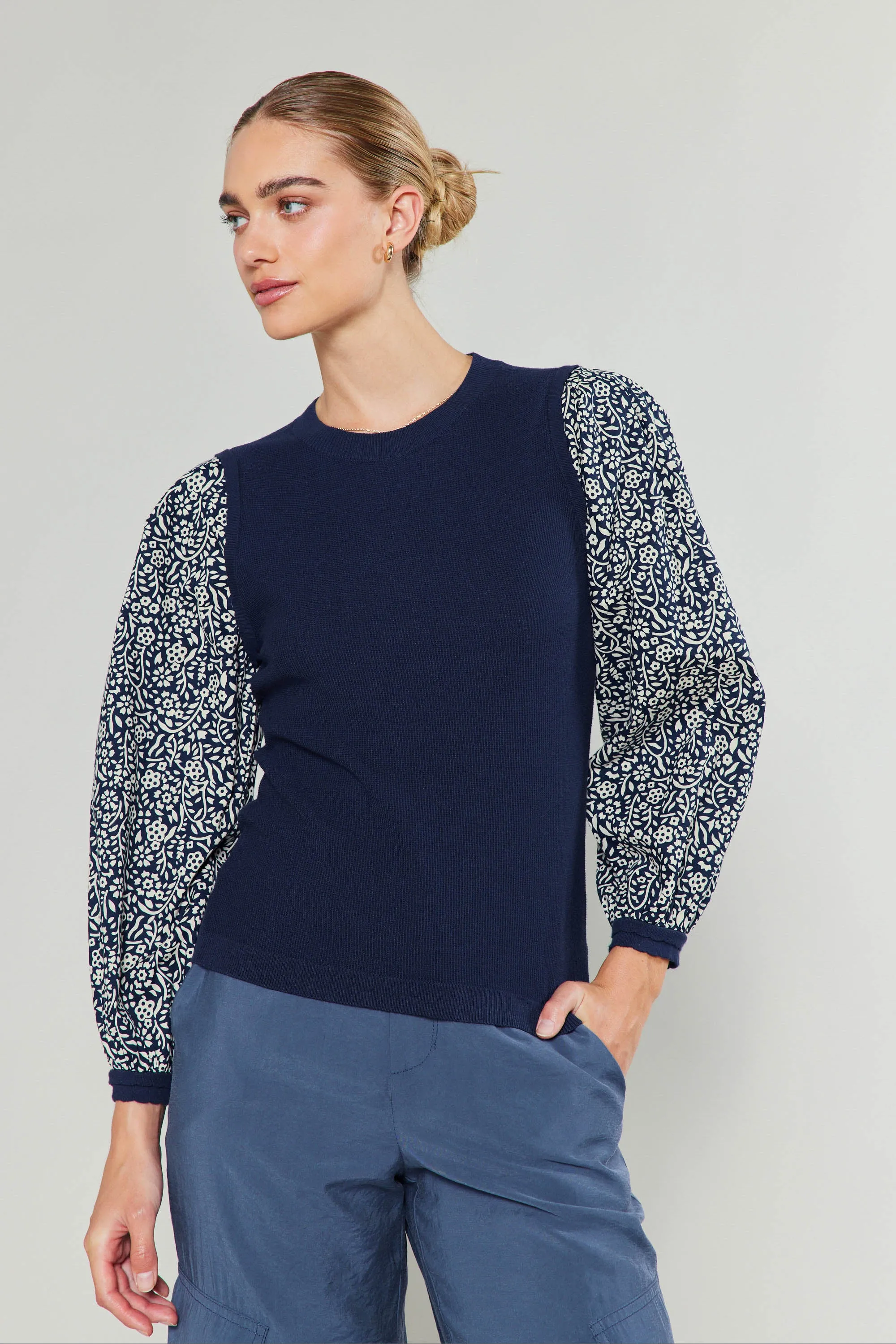 Contrast Sleeve Sweater Top sold by Current Air product image thumbnail 3