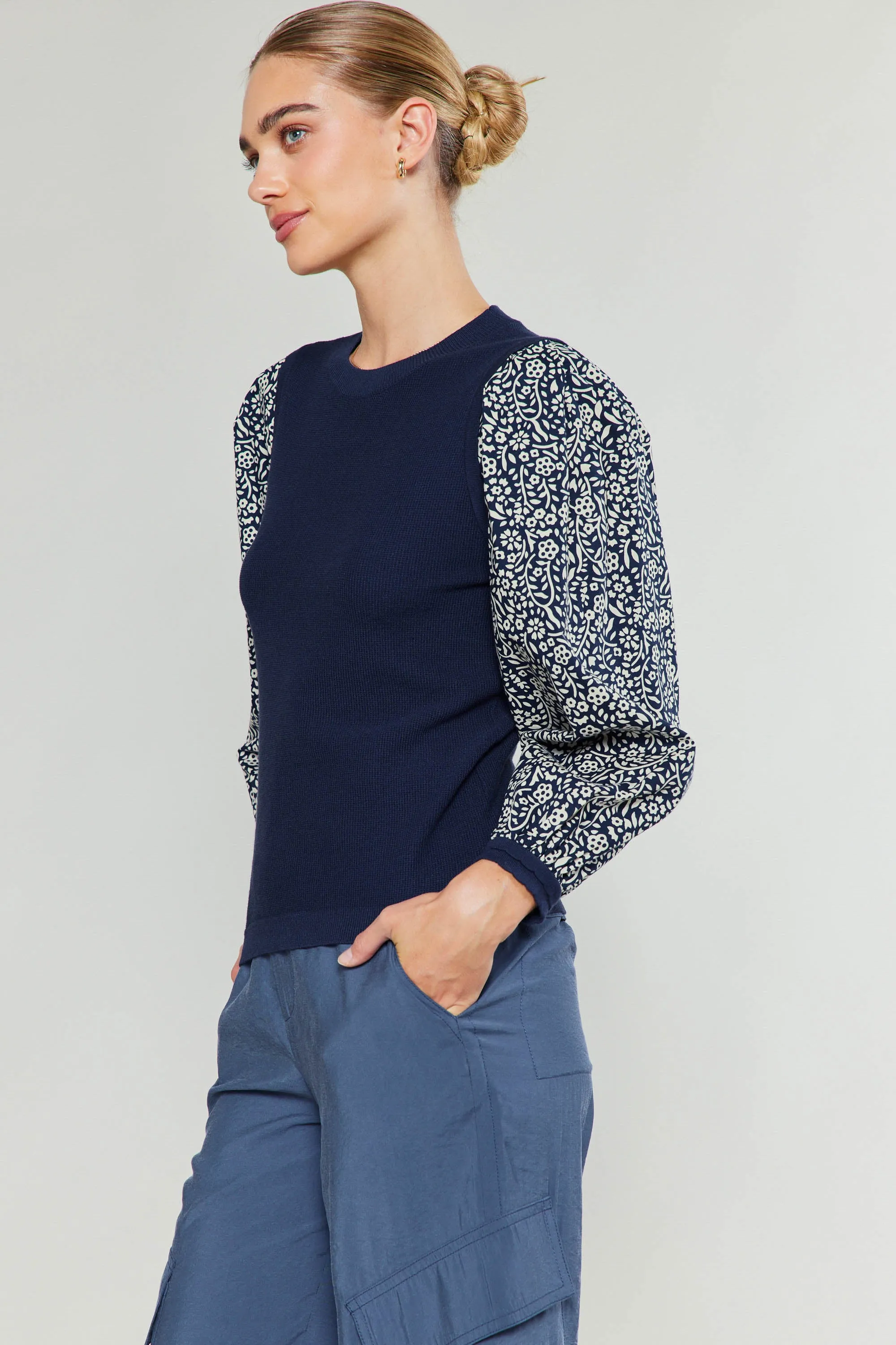 Contrast Sleeve Sweater Top sold by Current Air product image thumbnail 4