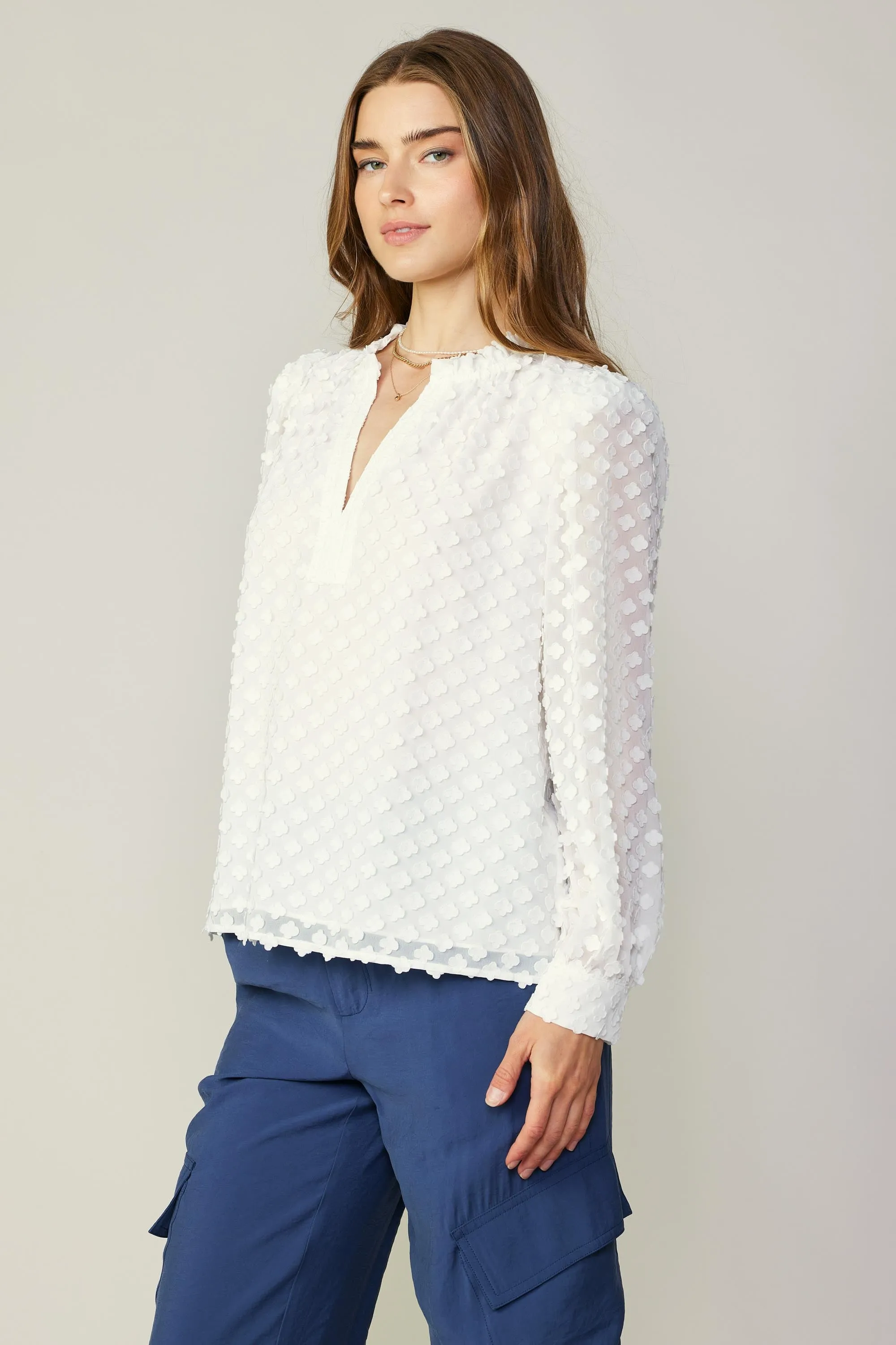 Textured Floral Jacquard Blouse sold by Current Air product image thumbnail 4