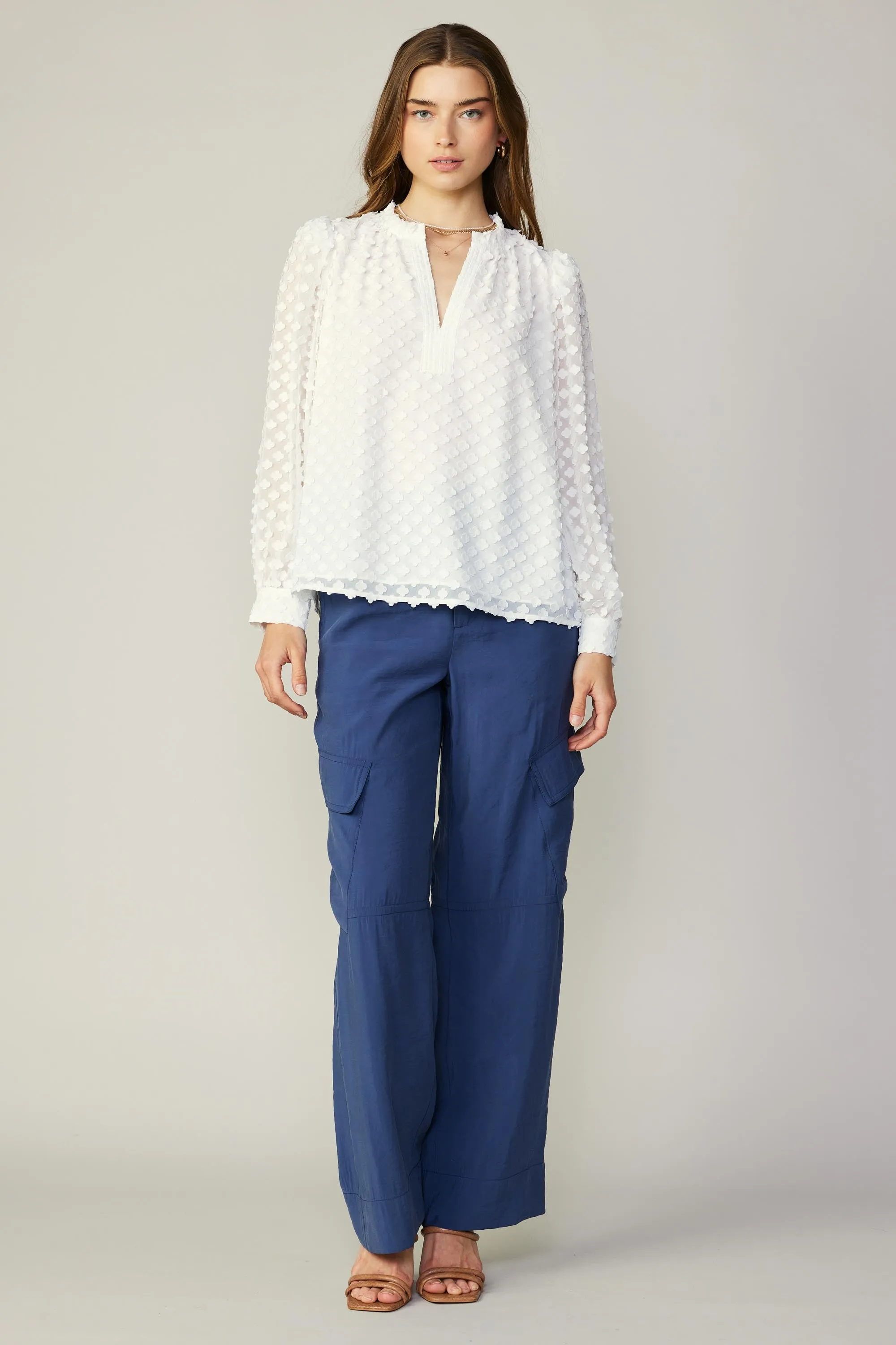 Textured Floral Jacquard Blouse sold by Current Air product image thumbnail 3