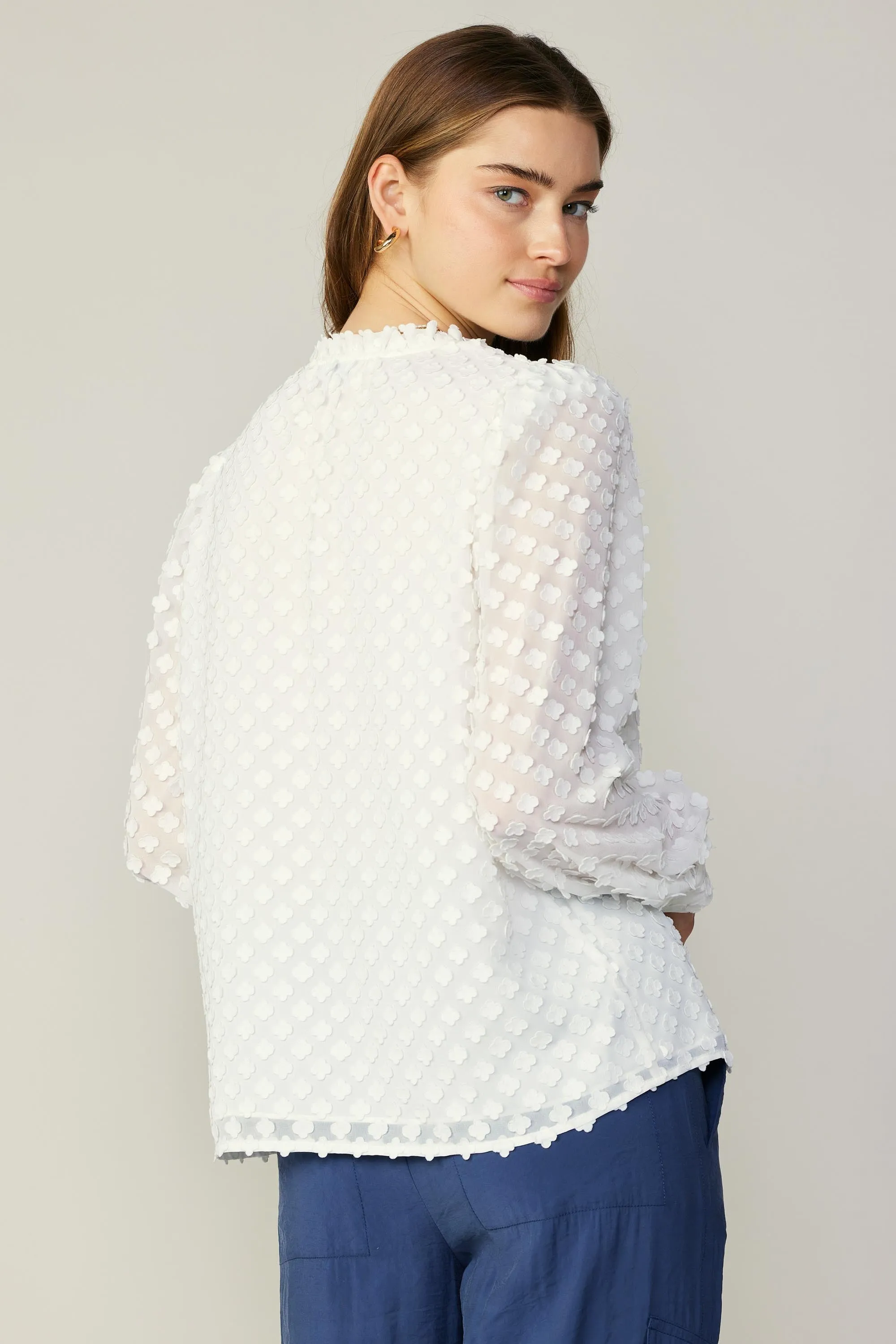 Textured Floral Jacquard Blouse sold by Current Air product image thumbnail 2