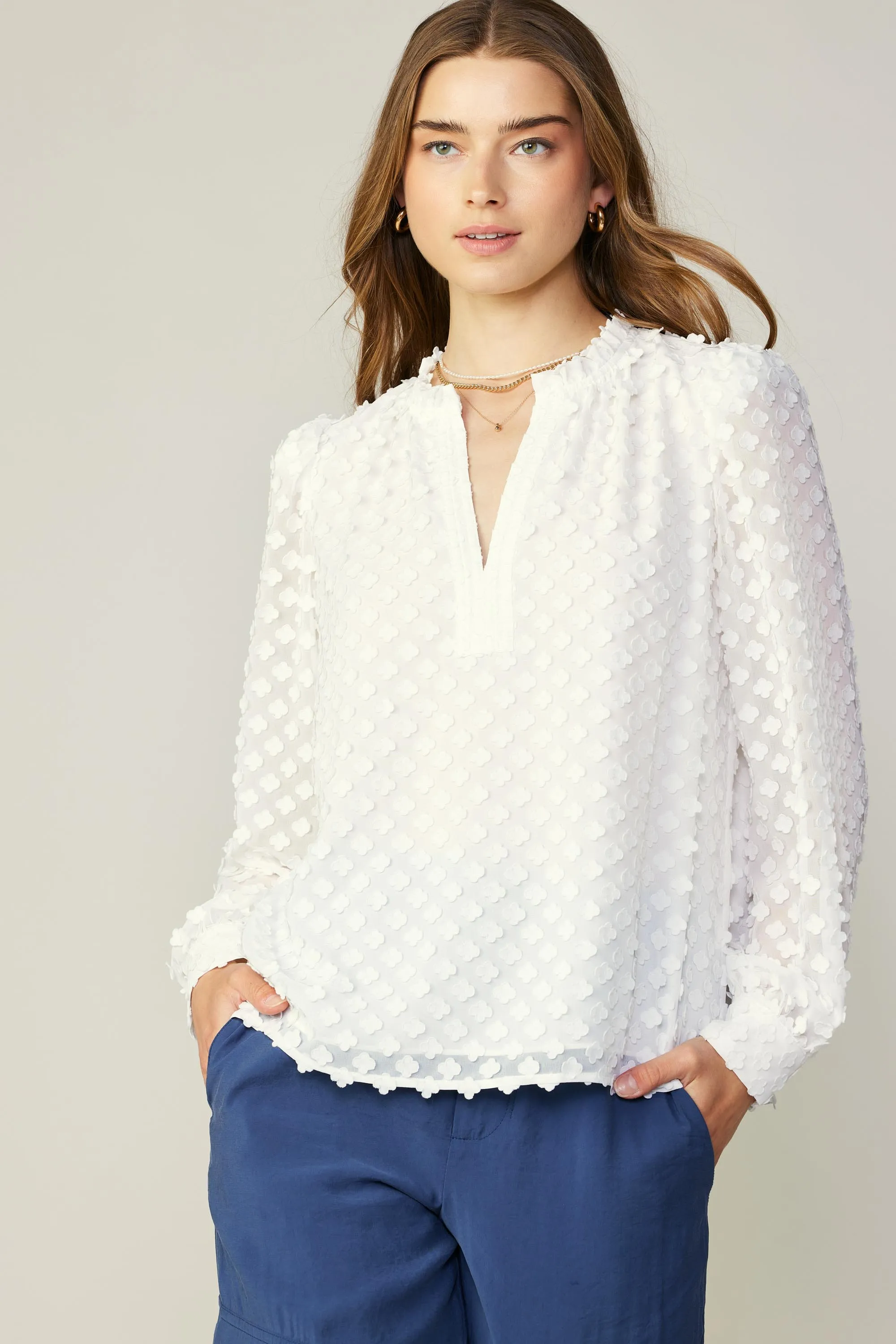 Textured Floral Jacquard Blouse sold by Current Air
