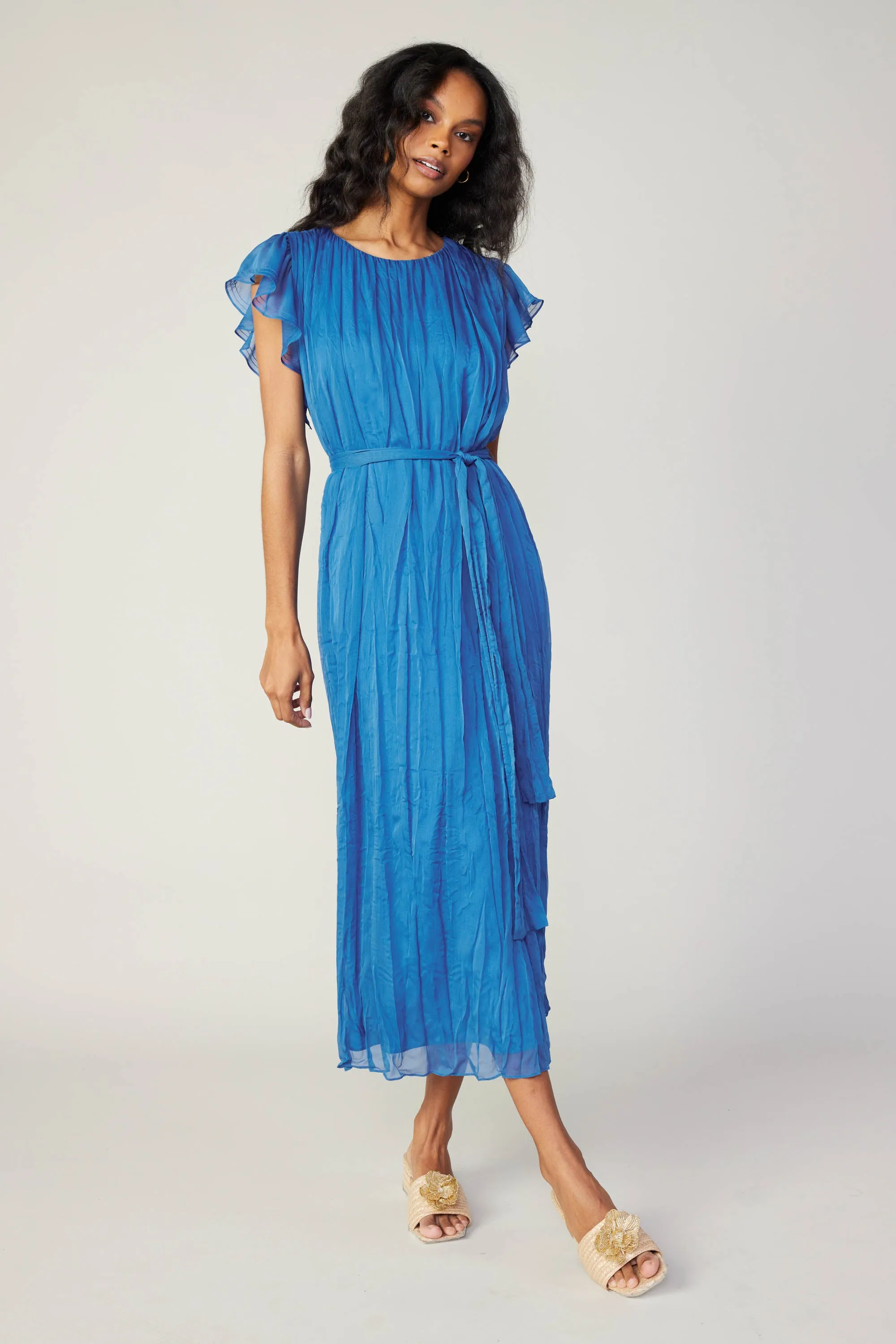 Crinkled Texture Flutter Dress sold by Current Air product image thumbnail 3