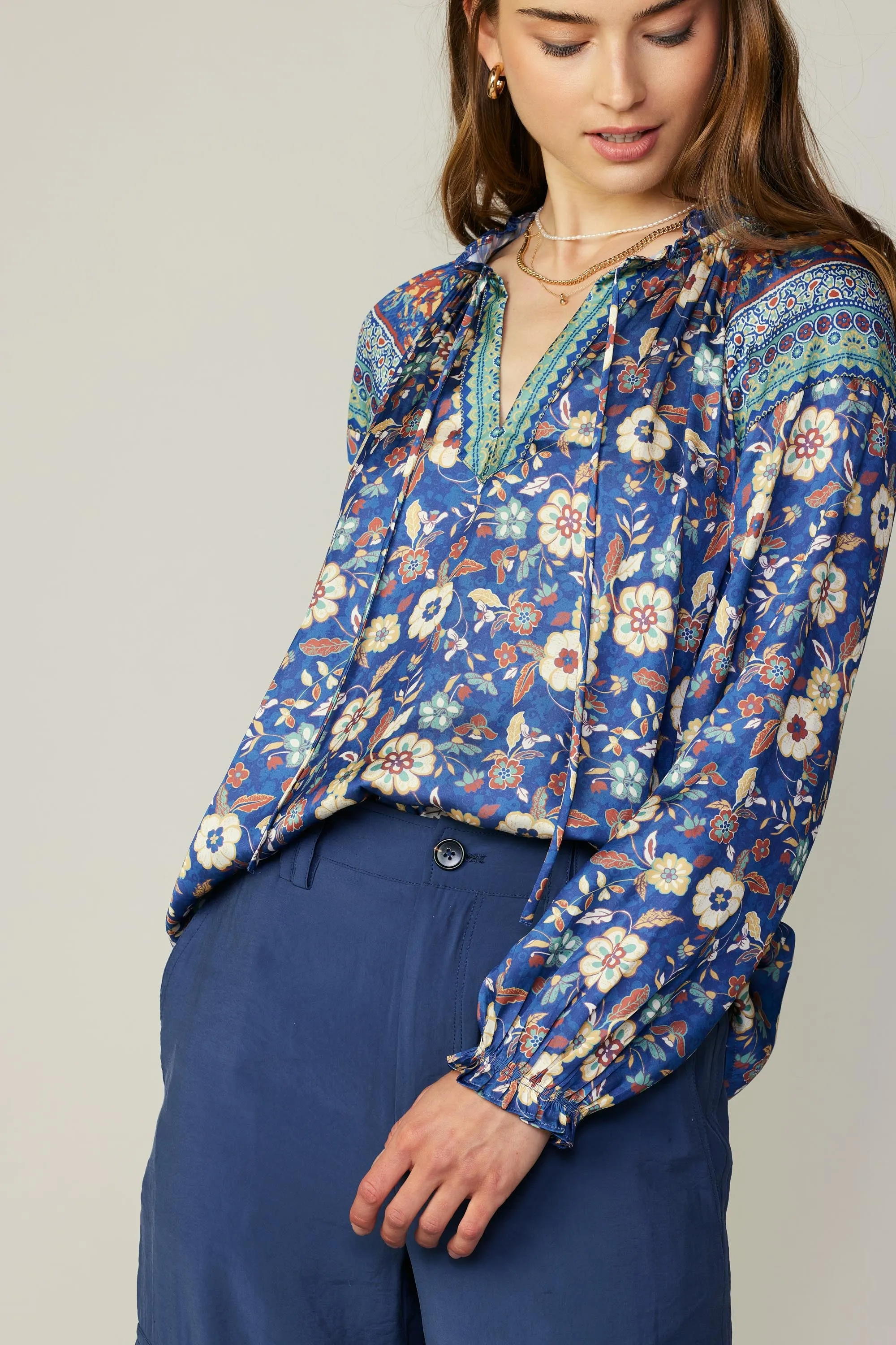Floral Border Print Blouse sold by Current Air product image thumbnail 3