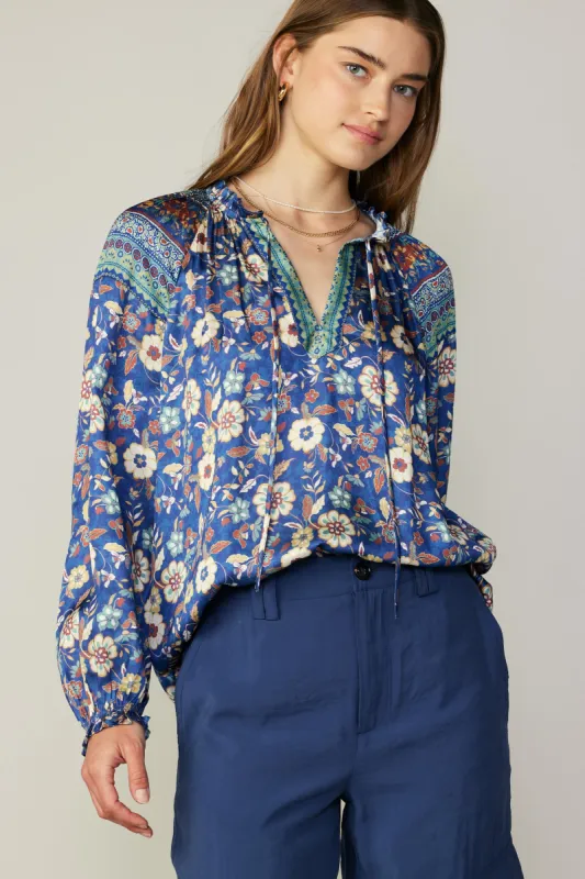 Floral Border Print Blouse sold by Current Air