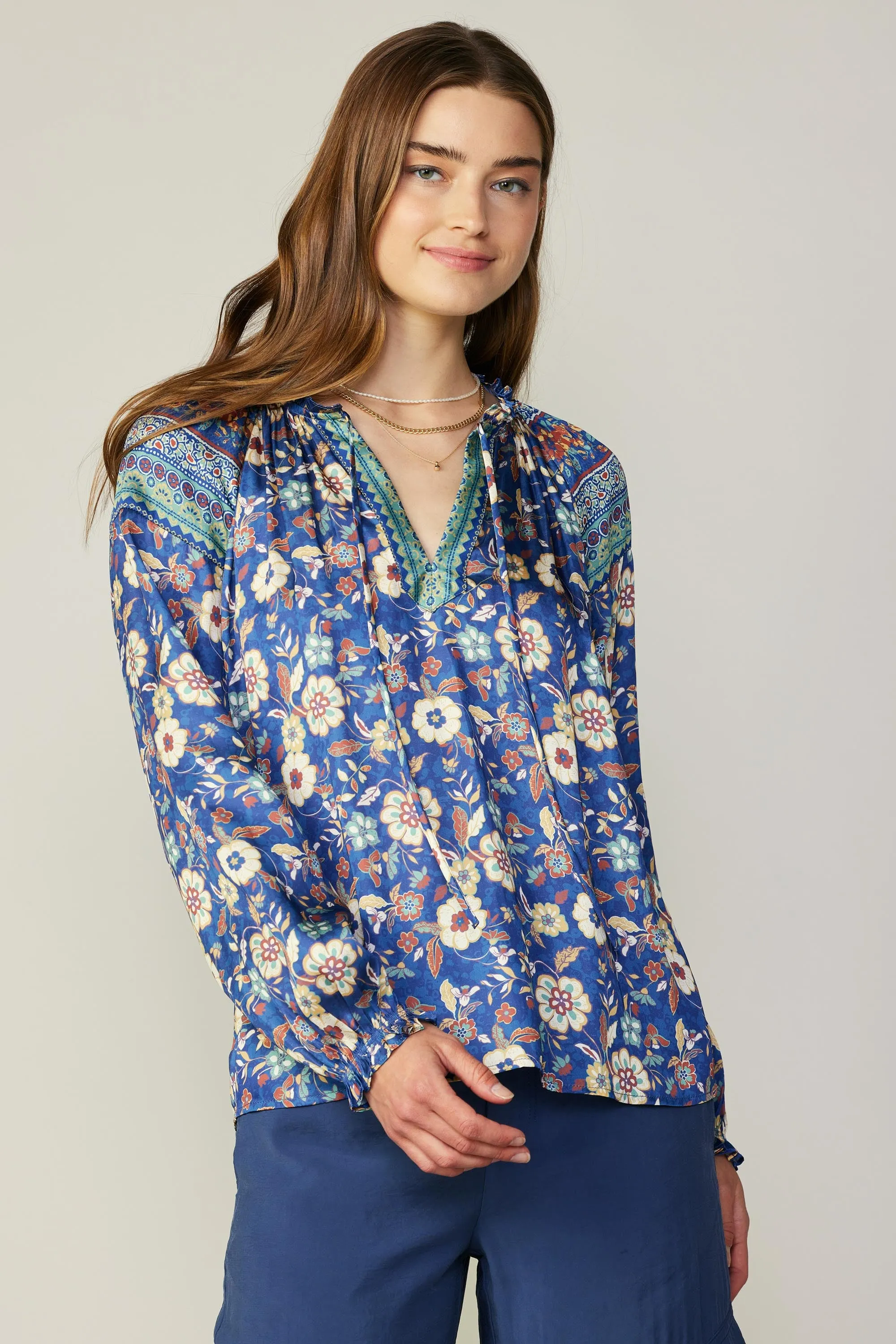 Floral Border Print Blouse sold by Current Air product image thumbnail 2