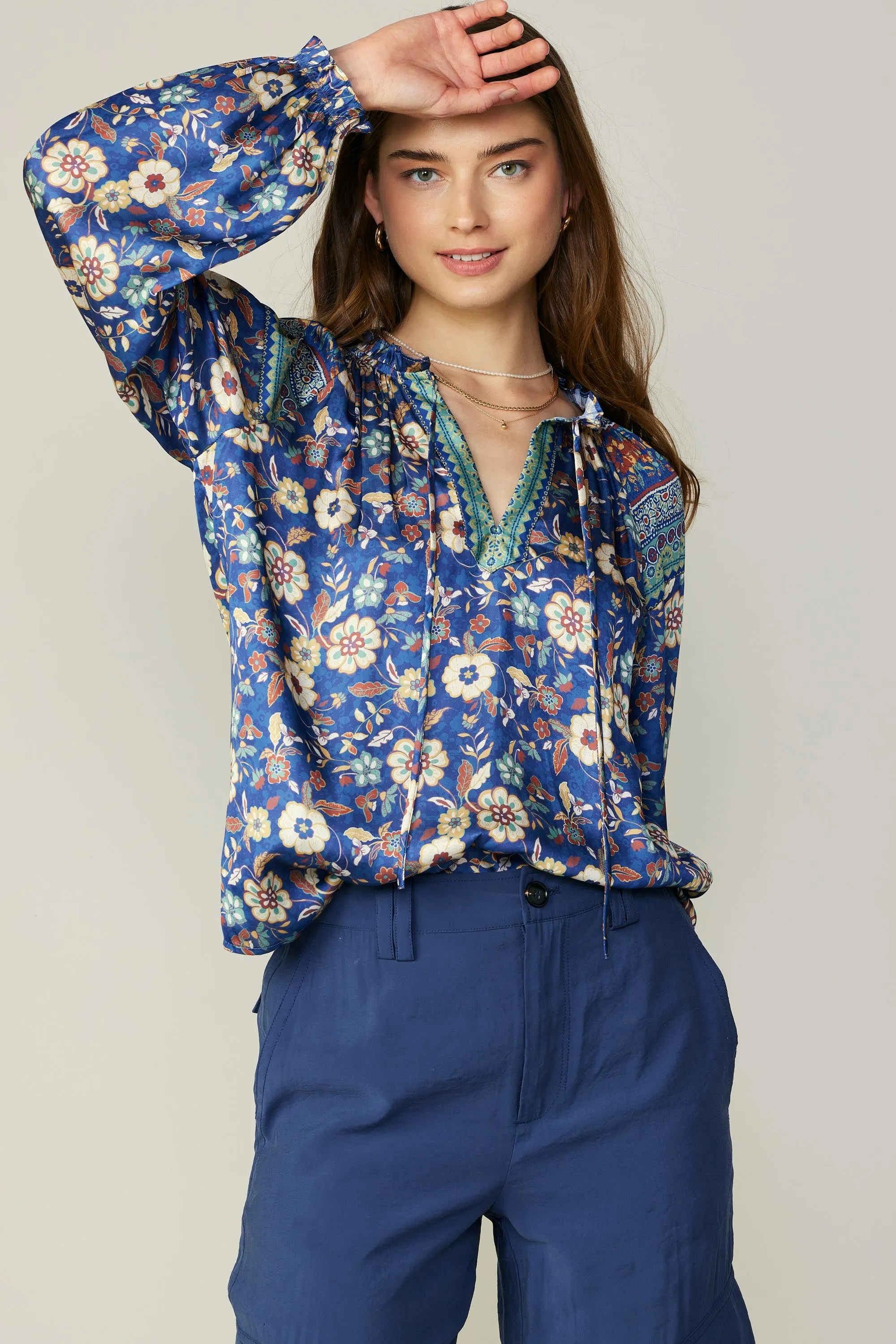 Floral Border Print Blouse sold by Current Air product image thumbnail 4