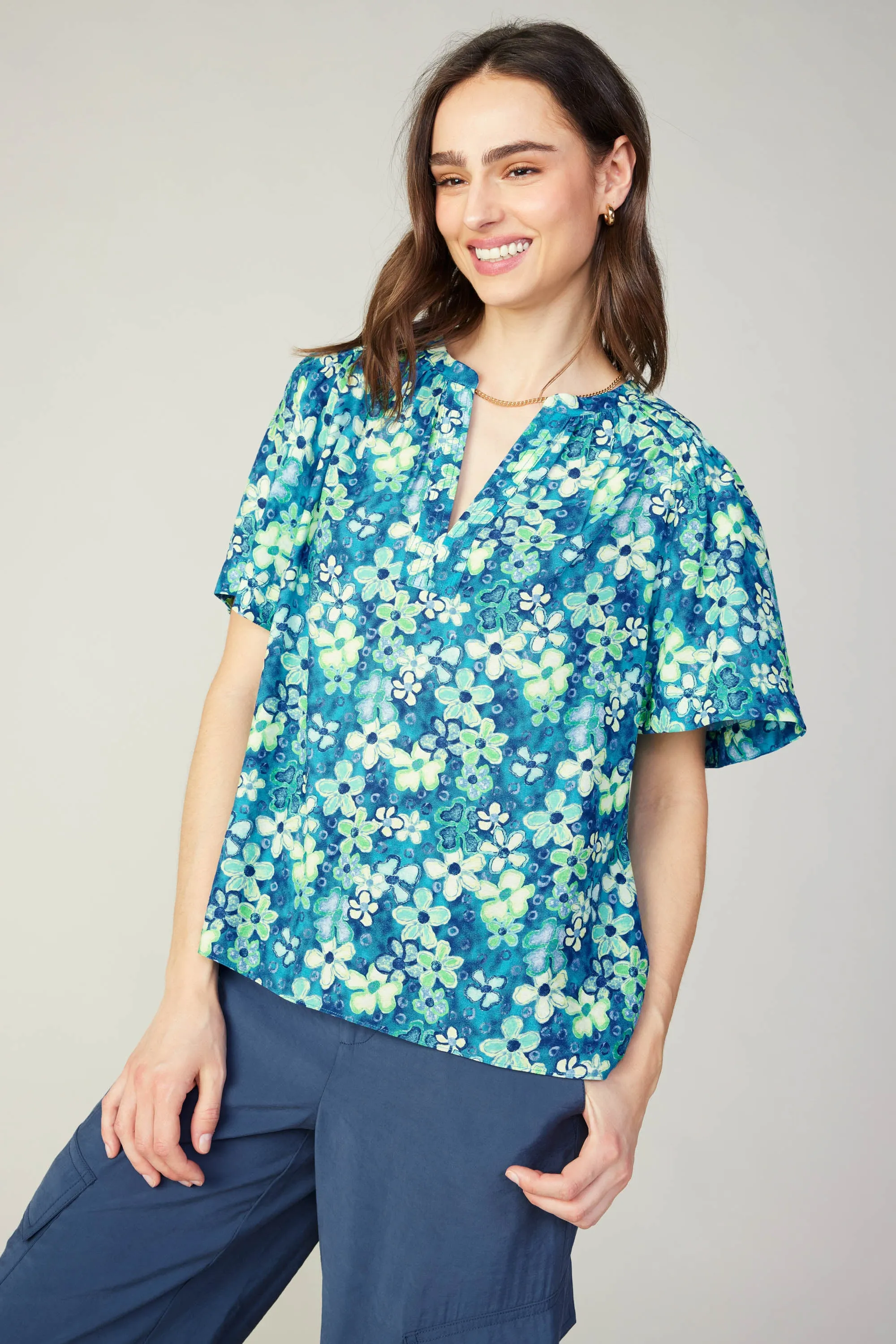 Watercolor Floral Top sold by Current Air product image thumbnail 4