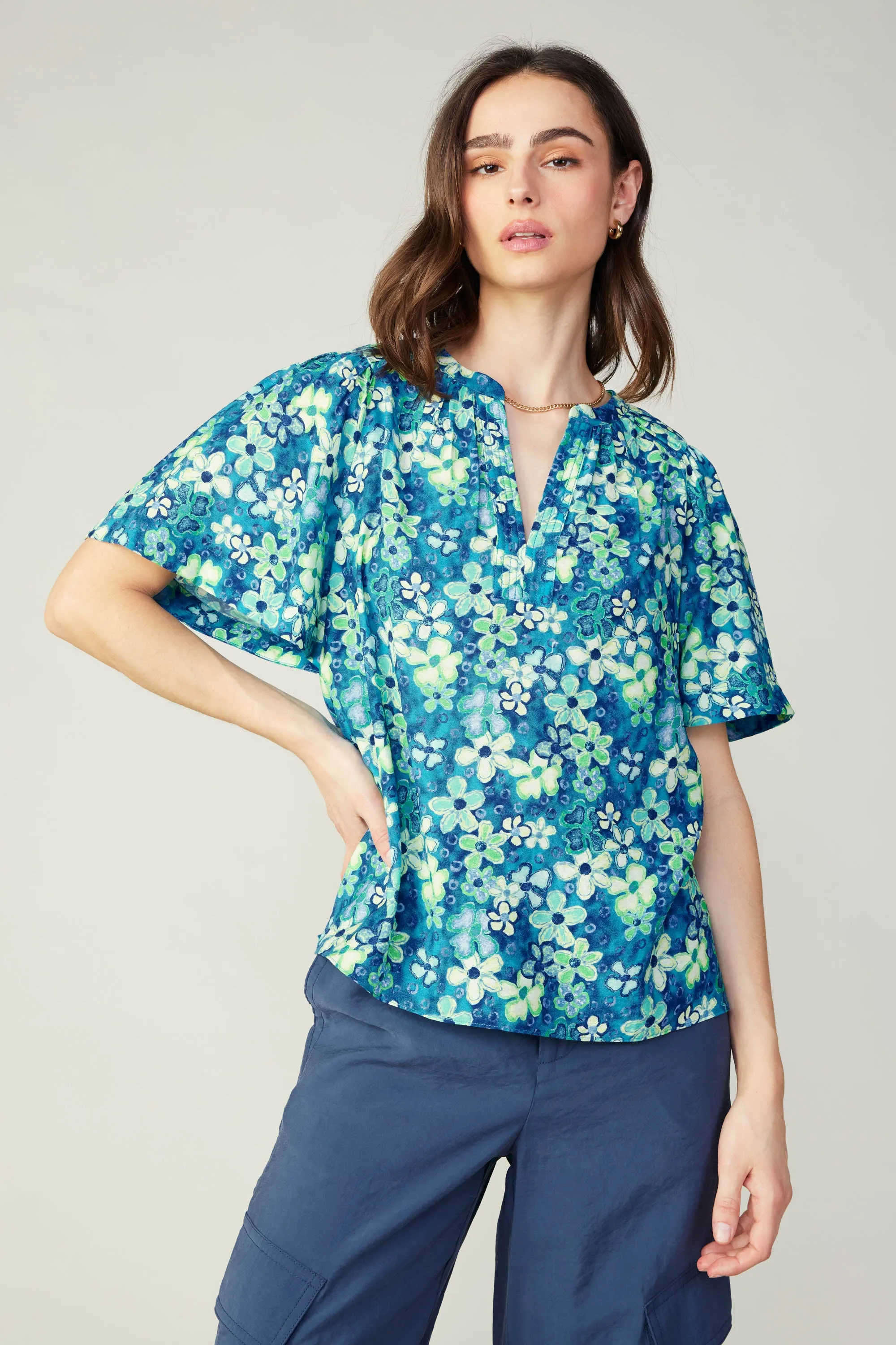 Watercolor Floral Top sold by Current Air product image thumbnail 2