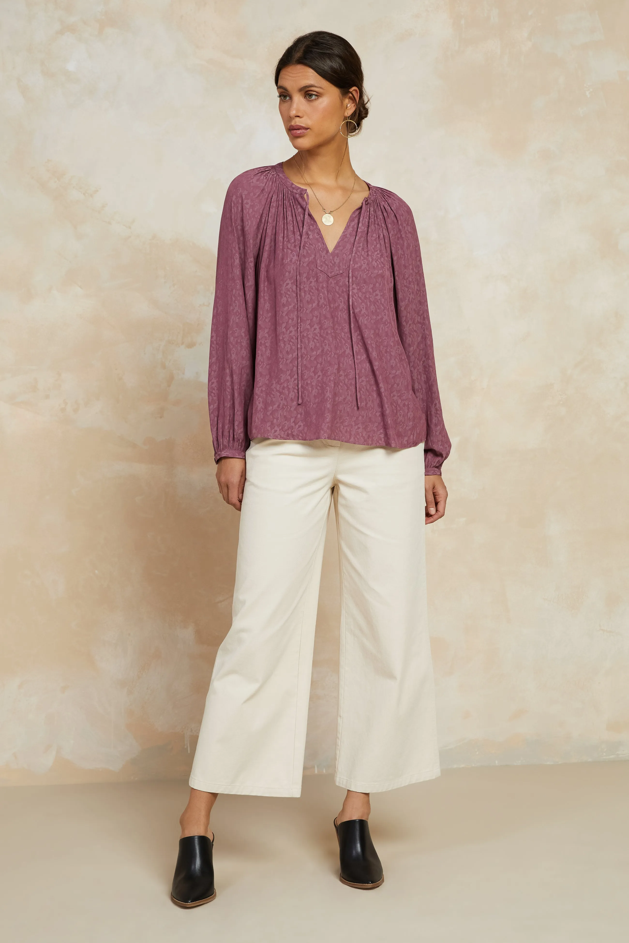 Floral Jacquard Split Neck Top sold by Current Air product image thumbnail 4