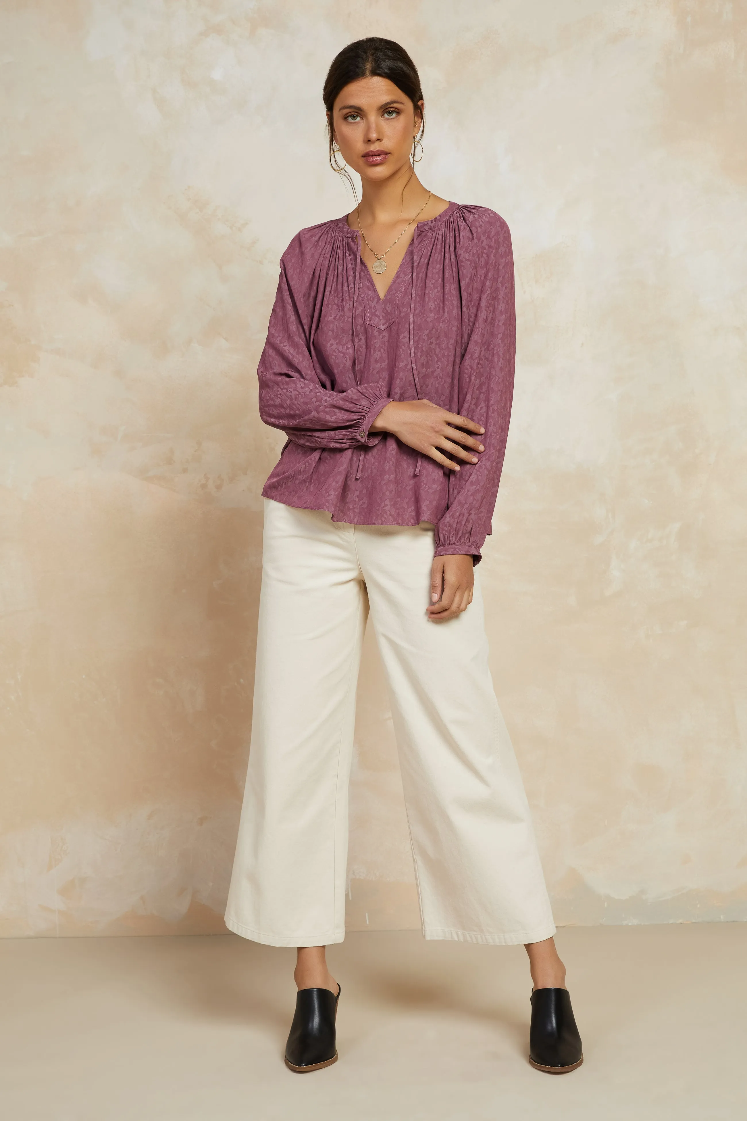 Floral Jacquard Split Neck Top sold by Current Air product image thumbnail 2