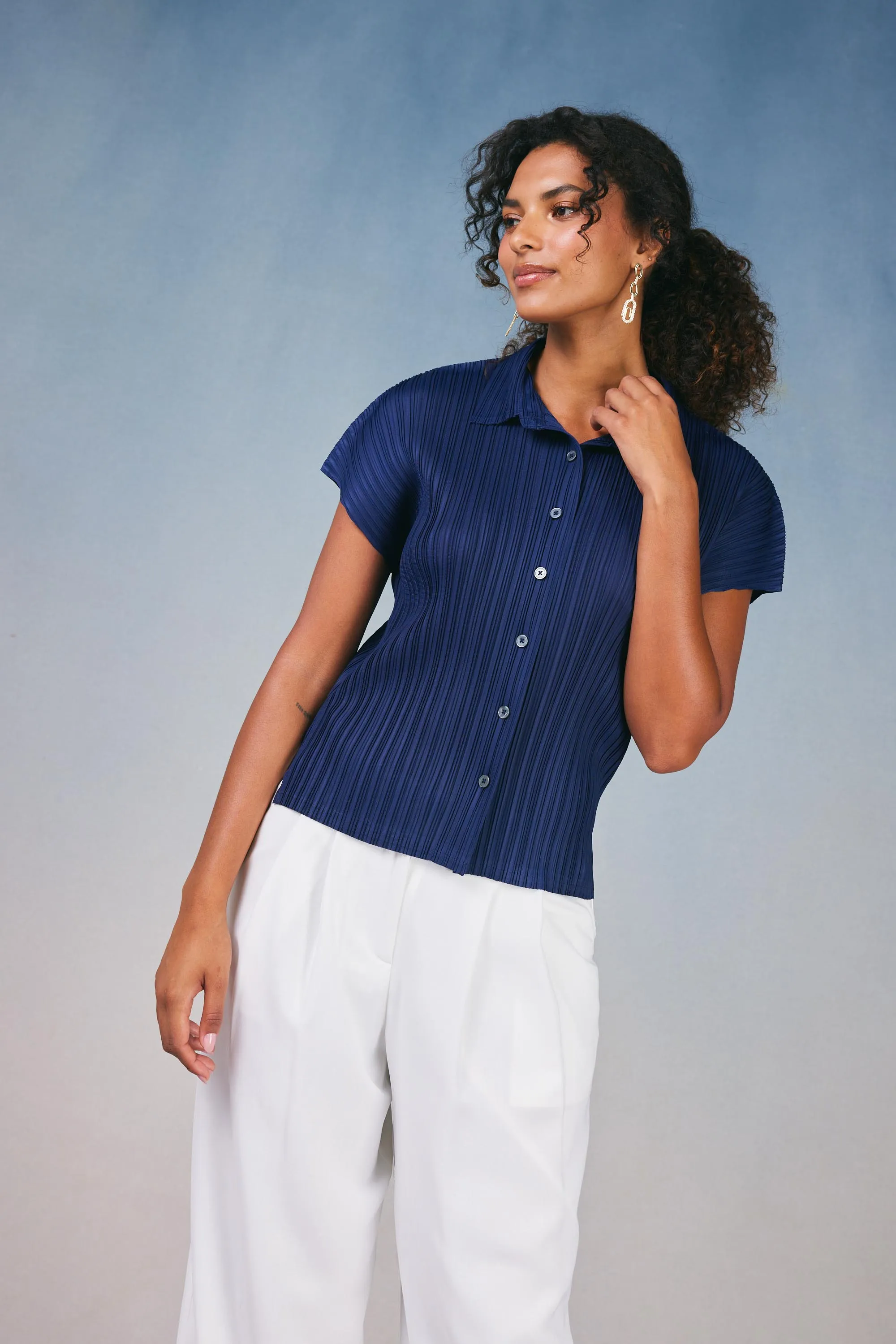 Pleated Button Down Top sold by Current Air product image thumbnail 5