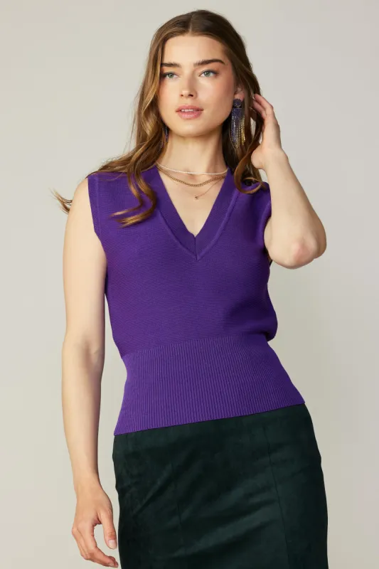 Ribbed Collar Sweater Vest sold by Current Air