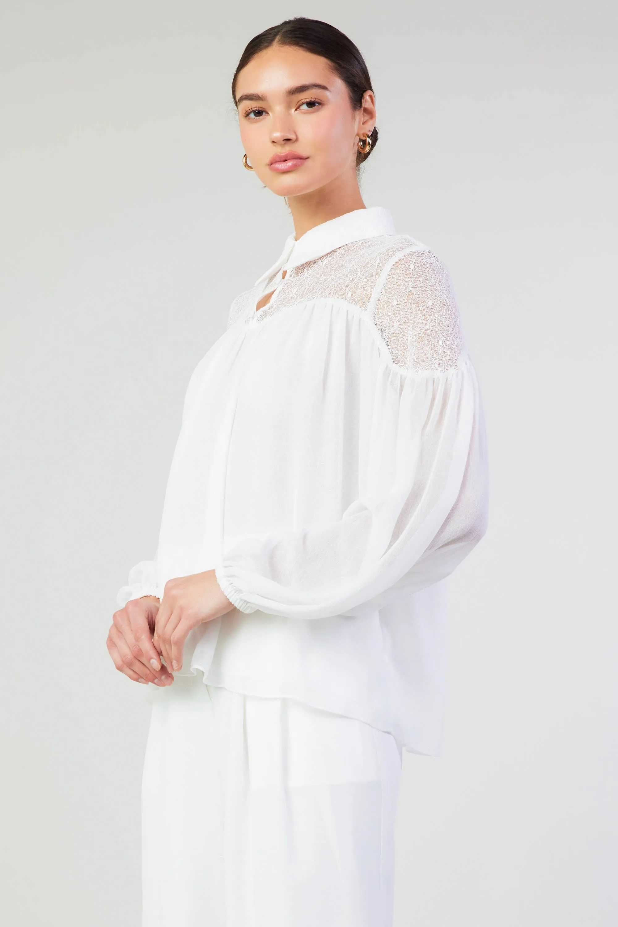 Elyse Lace Yoke Blouse sold by Current Air product image thumbnail 4