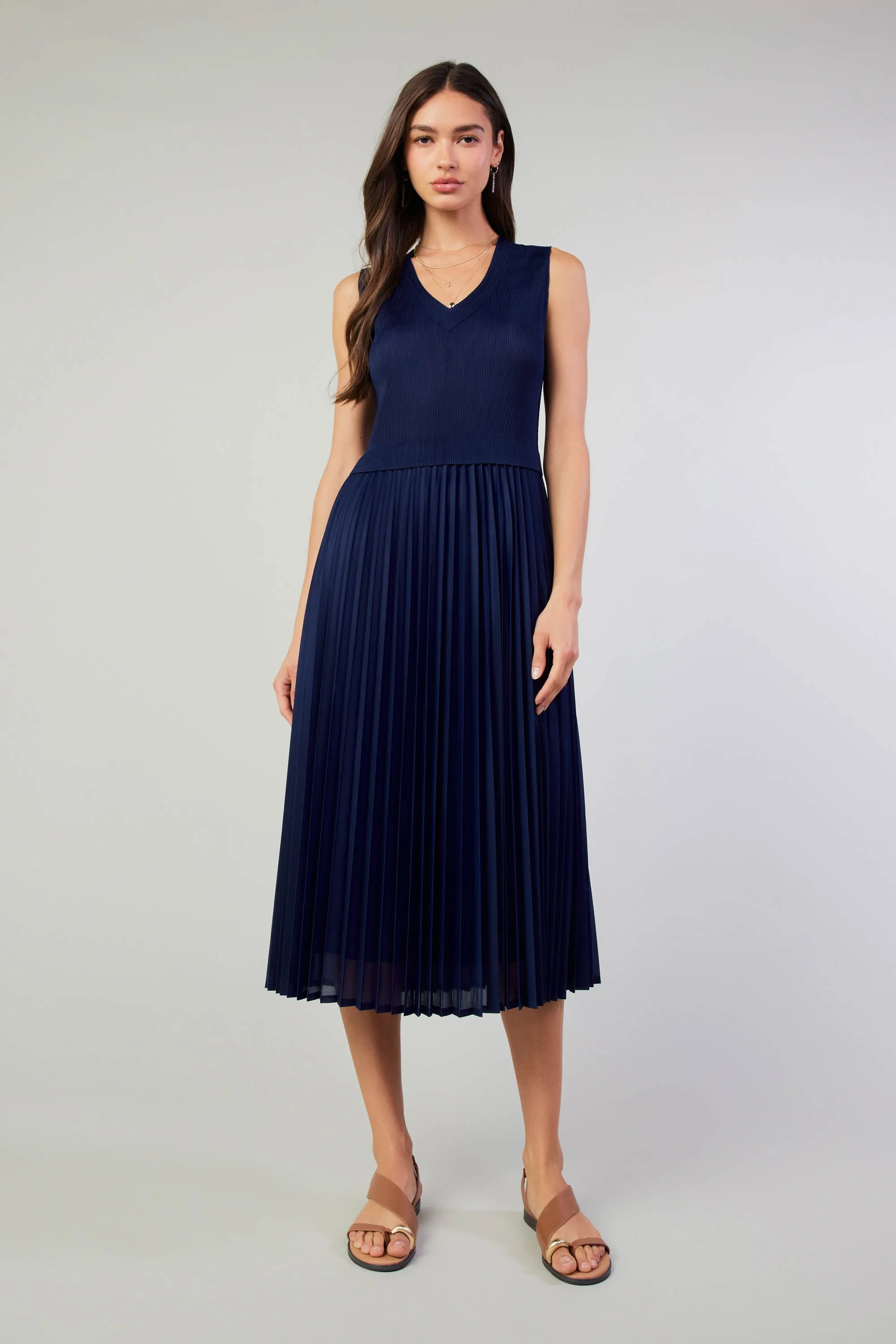 Cari Ribbed Contrast Pleated Dress sold by Current Air product image thumbnail 2
