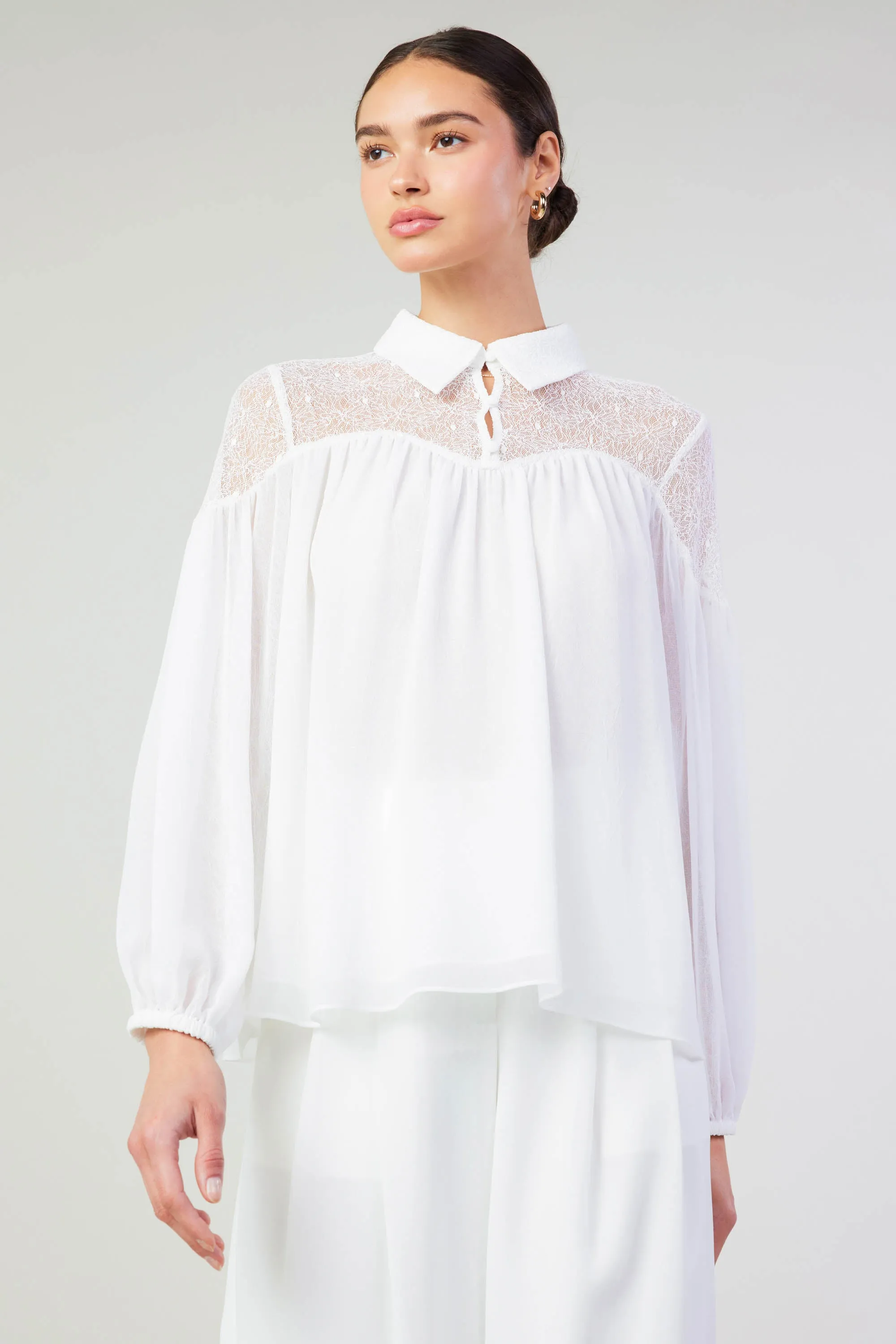 Elyse Lace Yoke Blouse sold by Current Air product image thumbnail 3