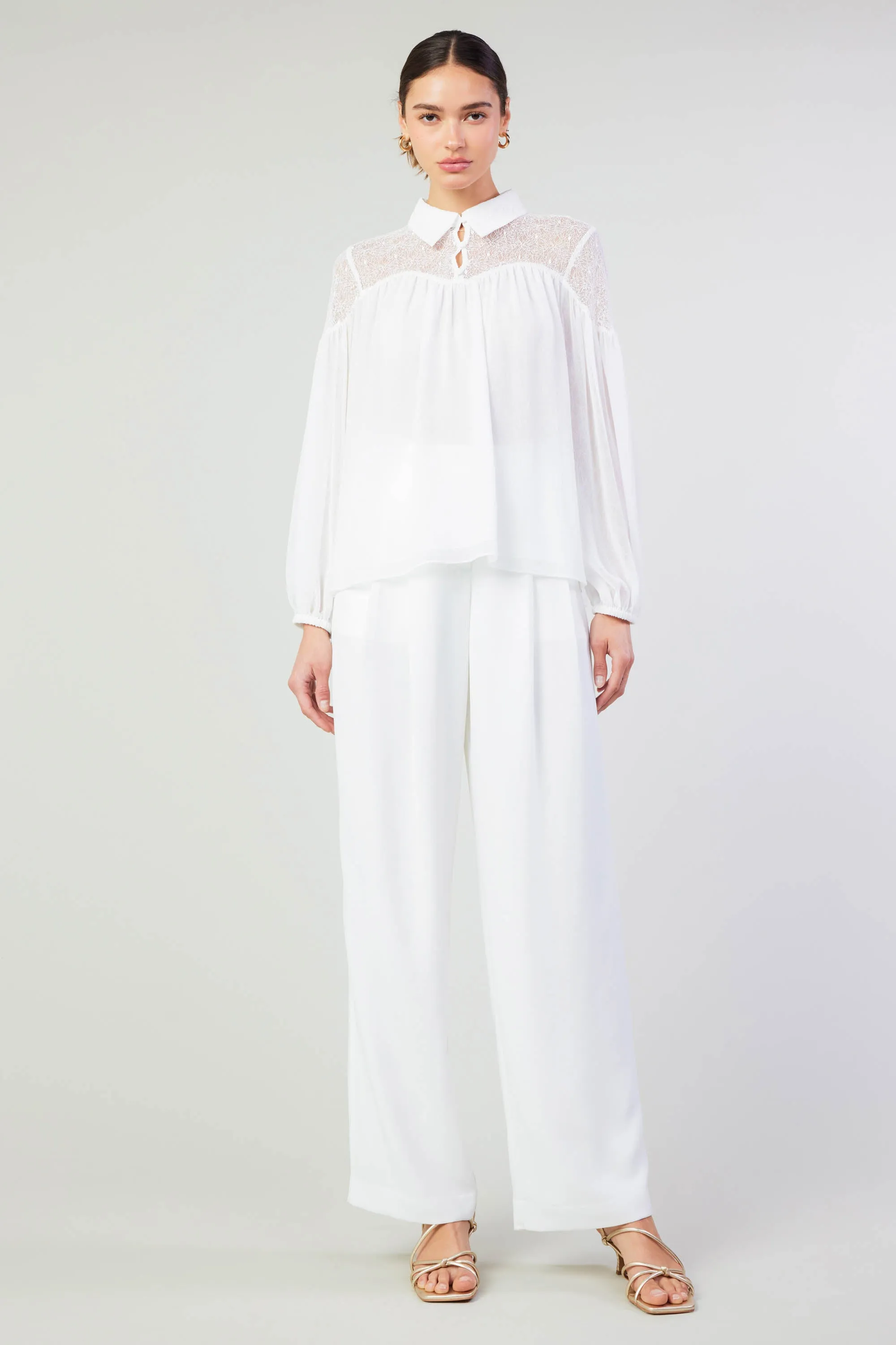 Elyse Lace Yoke Blouse sold by Current Air product image thumbnail 2