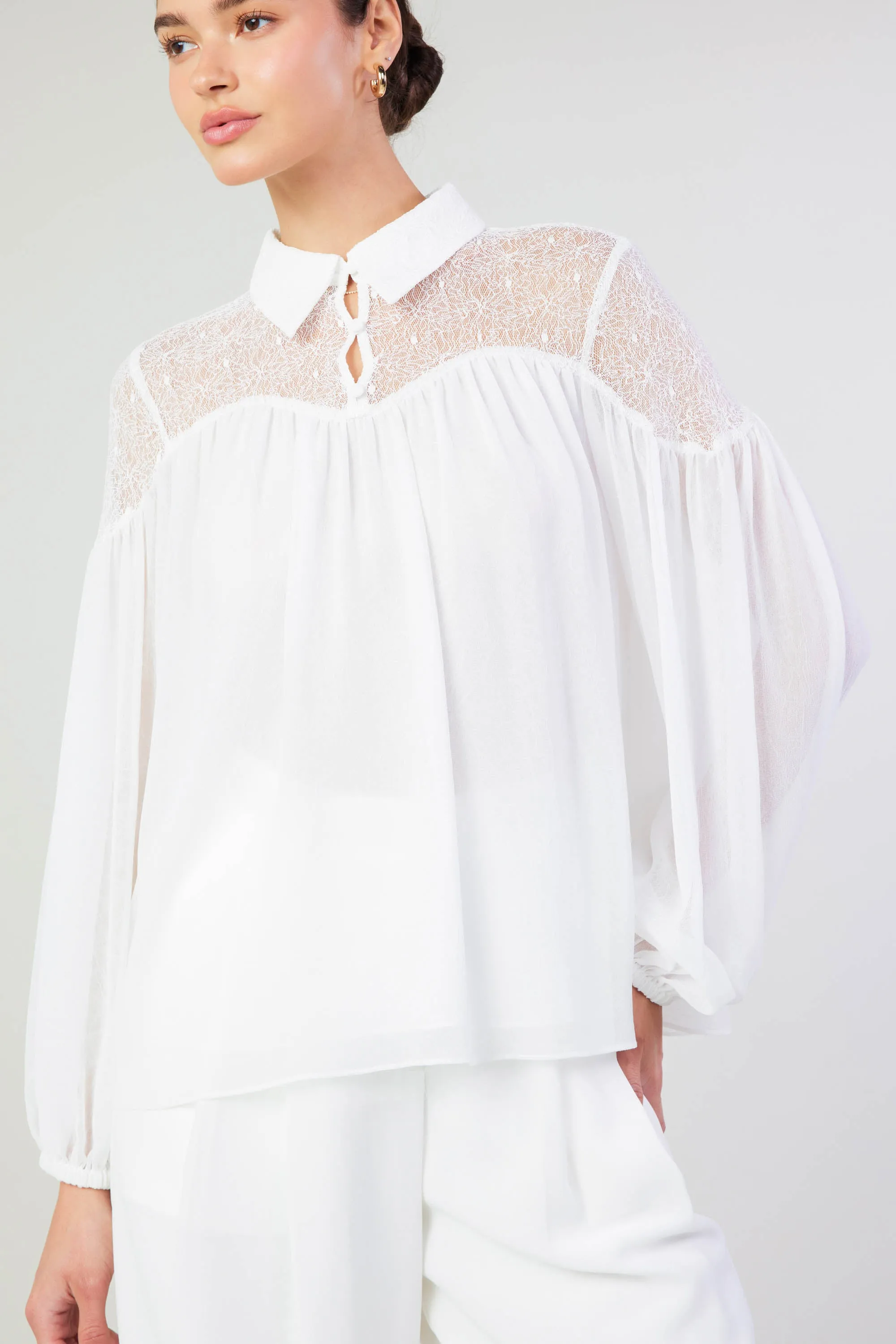 Elyse Lace Yoke Blouse sold by Current Air product image thumbnail 5