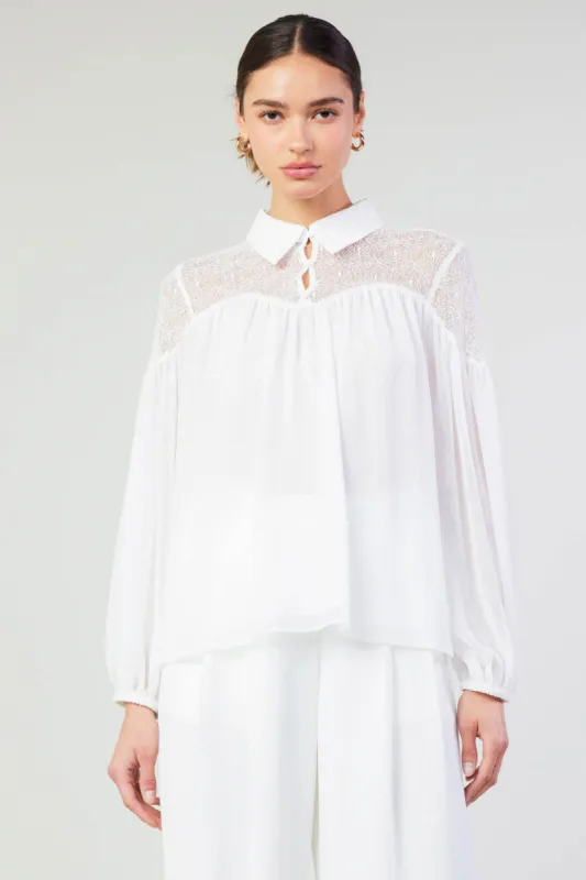 Elyse Lace Yoke Blouse sold by Current Air