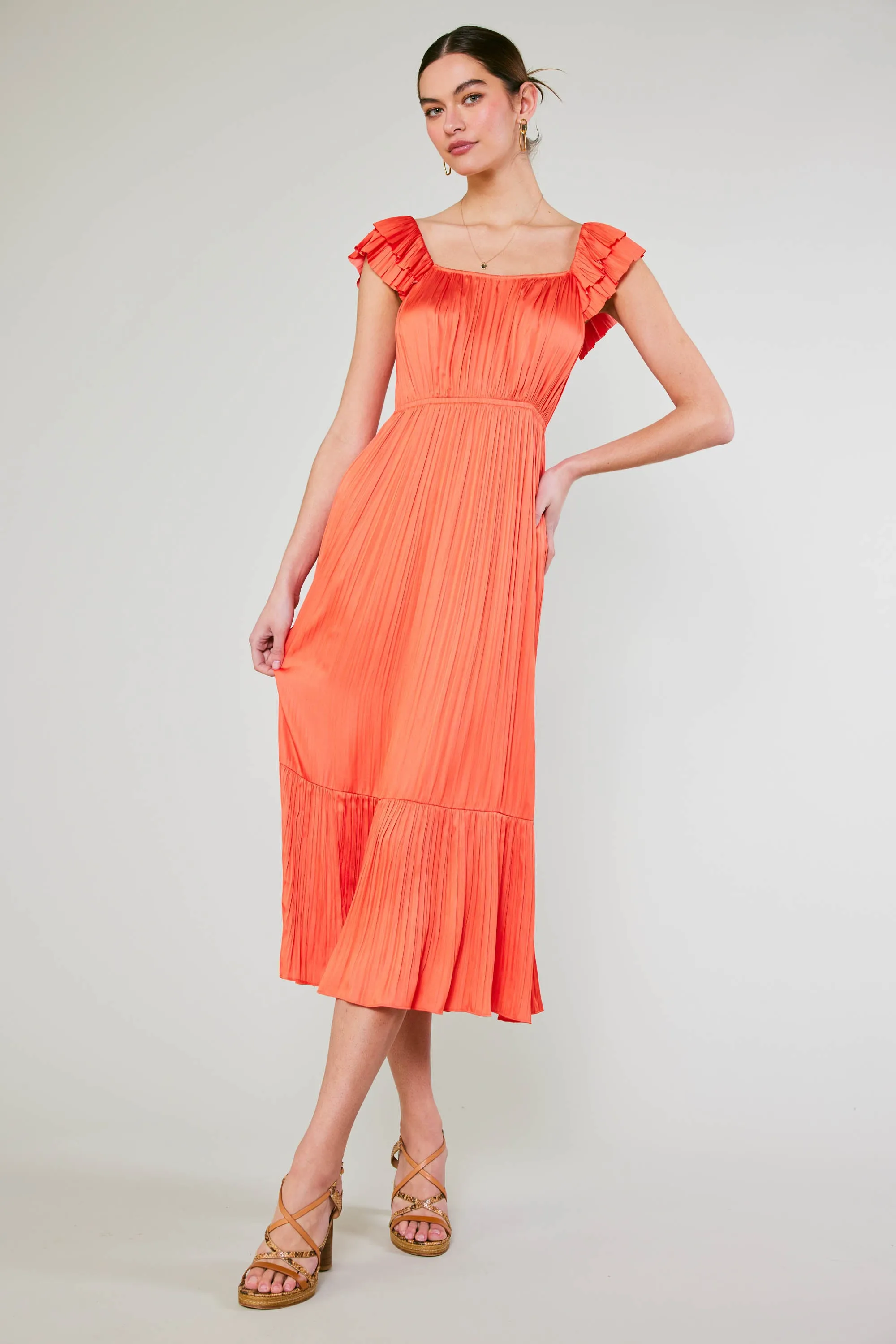 Square Neck Flutter Sleeve Midi Dress sold by Current Air product image thumbnail 2