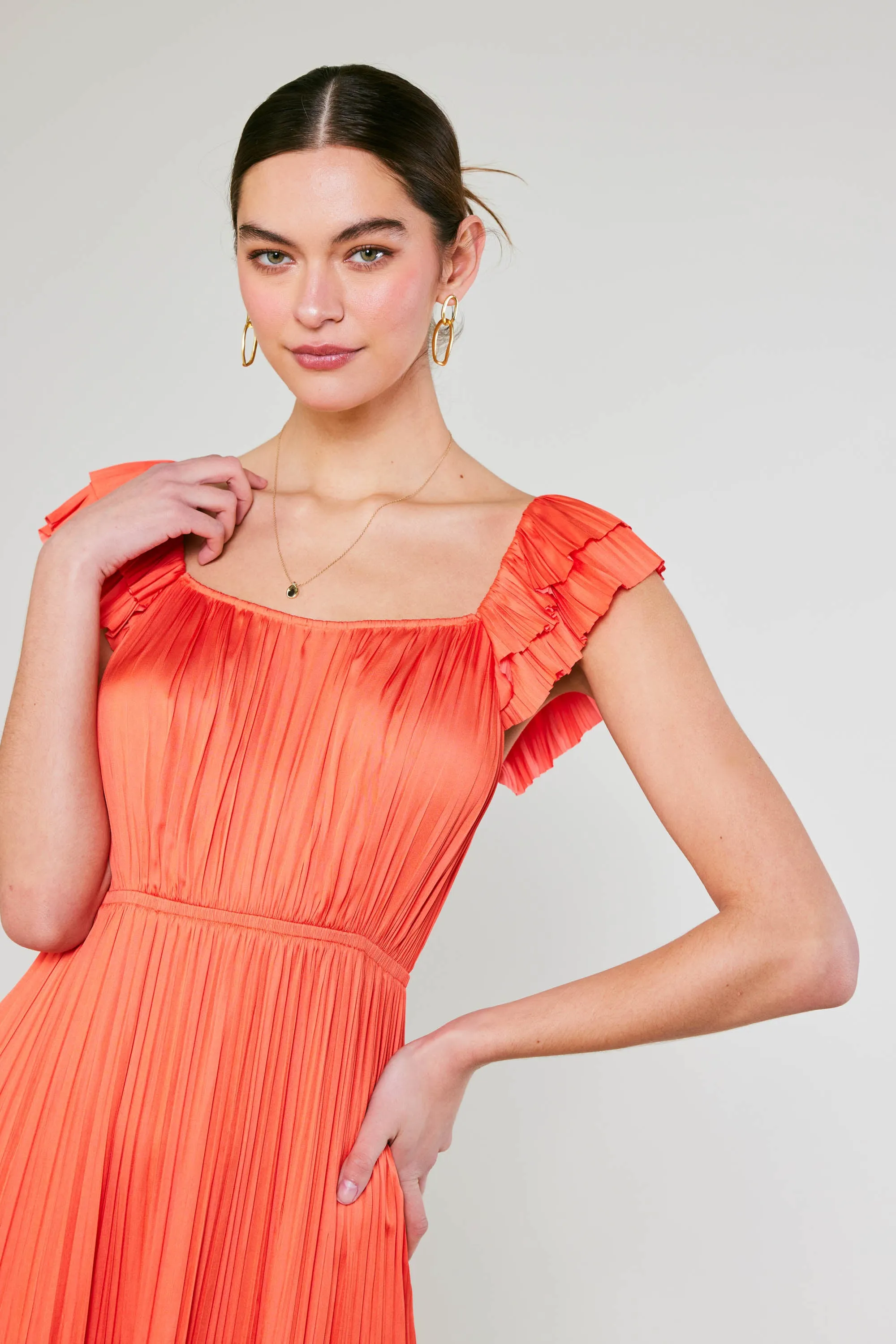 Square Neck Flutter Sleeve Midi Dress sold by Current Air product image thumbnail 5