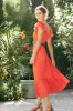 Square Neck Flutter Sleeve Midi Dress sold by Current Air