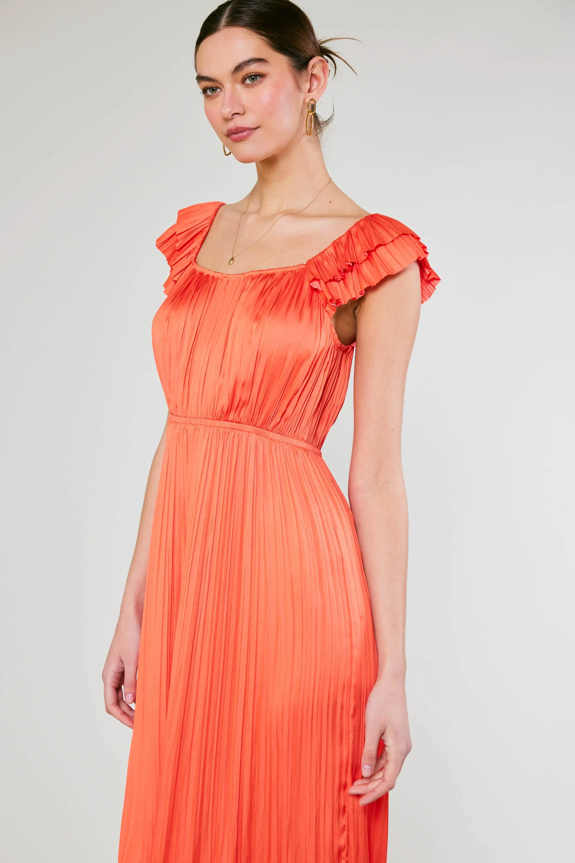 Square Neck Flutter Sleeve Midi Dress sold by Current Air product image thumbnail 3