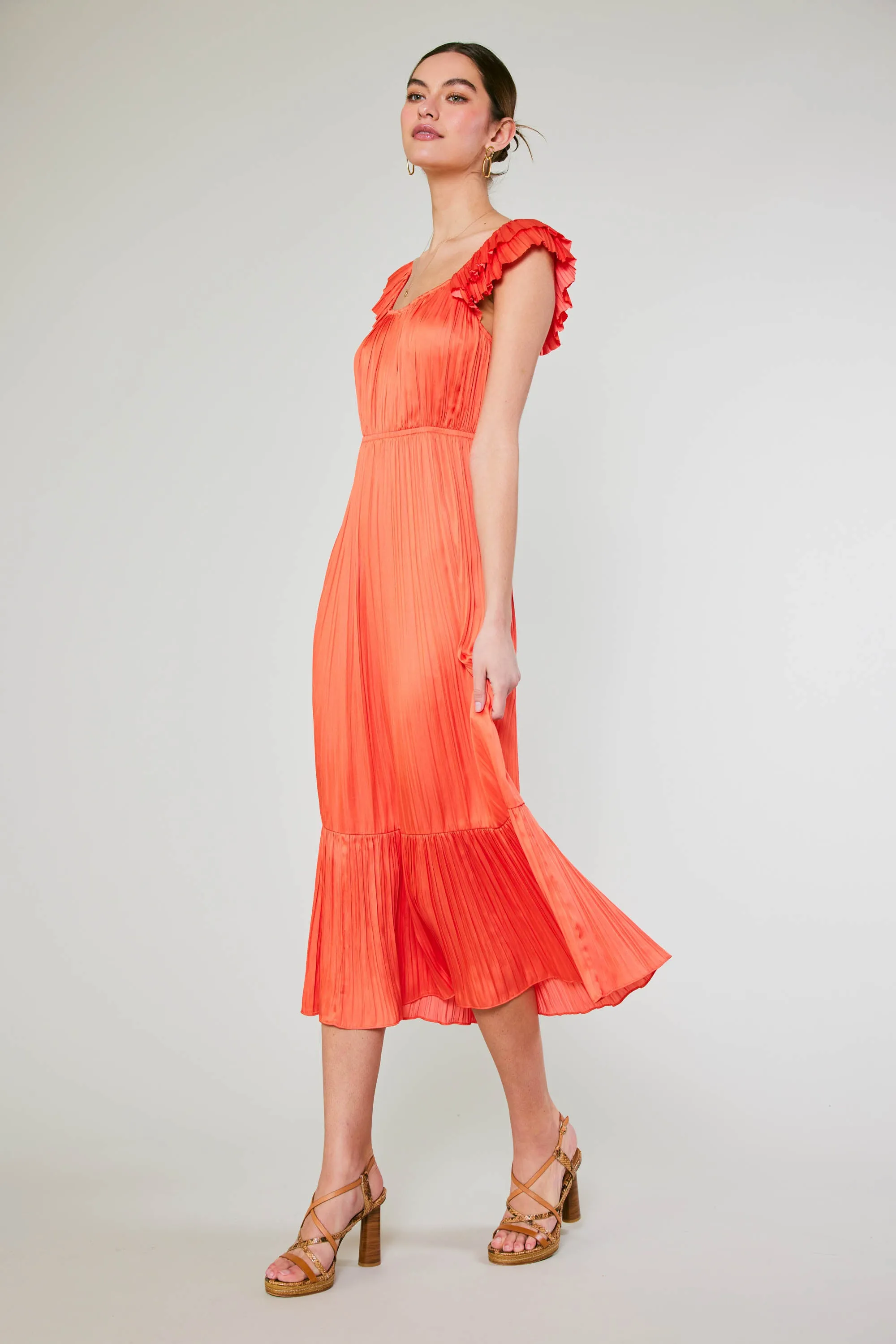 Square Neck Flutter Sleeve Midi Dress sold by Current Air product image thumbnail 4