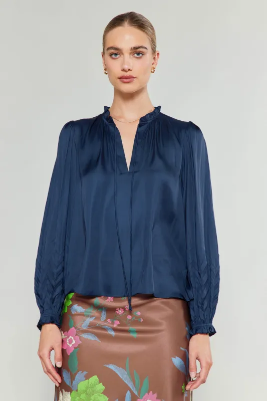 Chevron Pleat Splitneck Blouse sold by Current Air