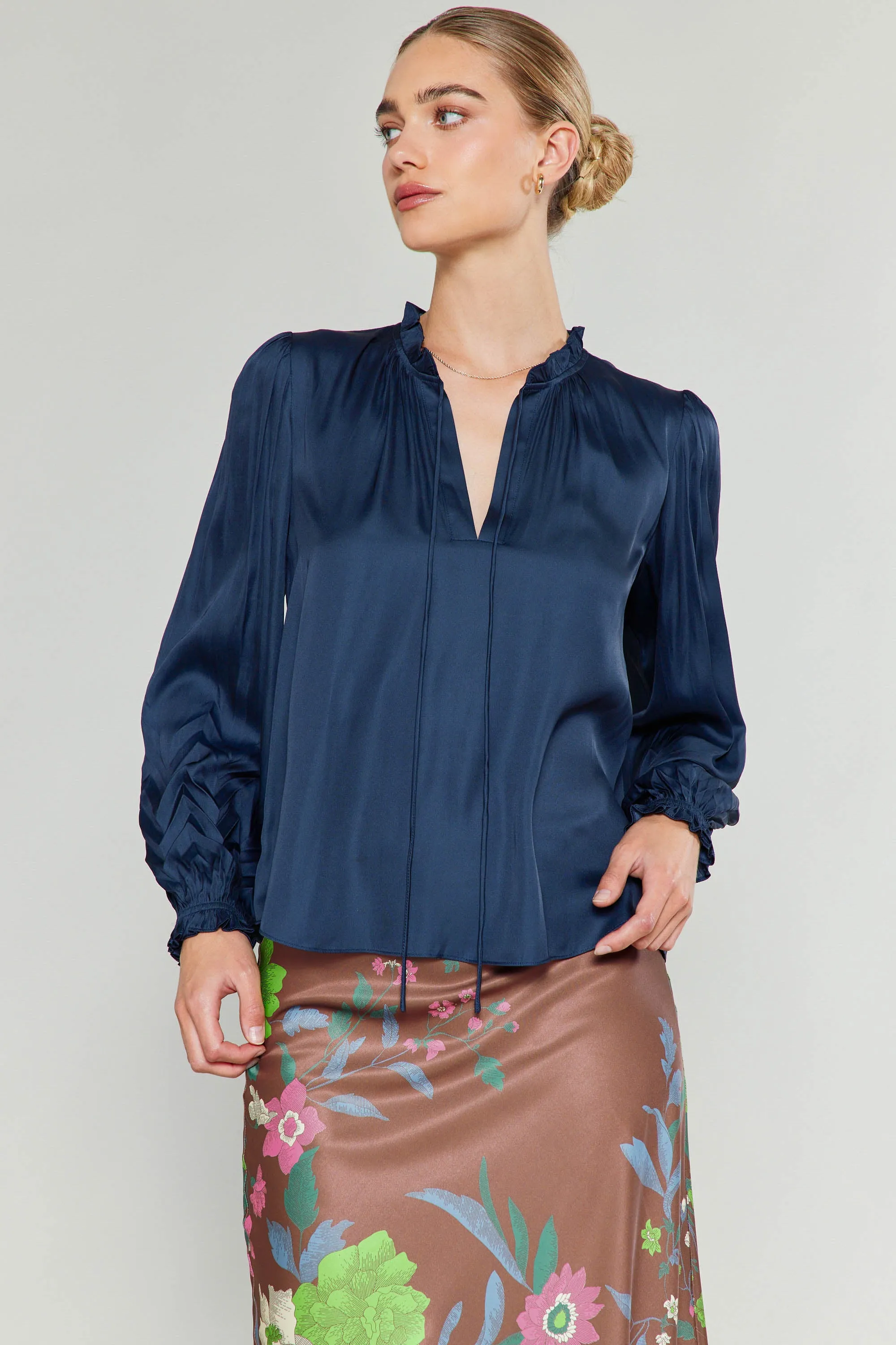 Chevron Pleat Splitneck Blouse sold by Current Air product image thumbnail 3