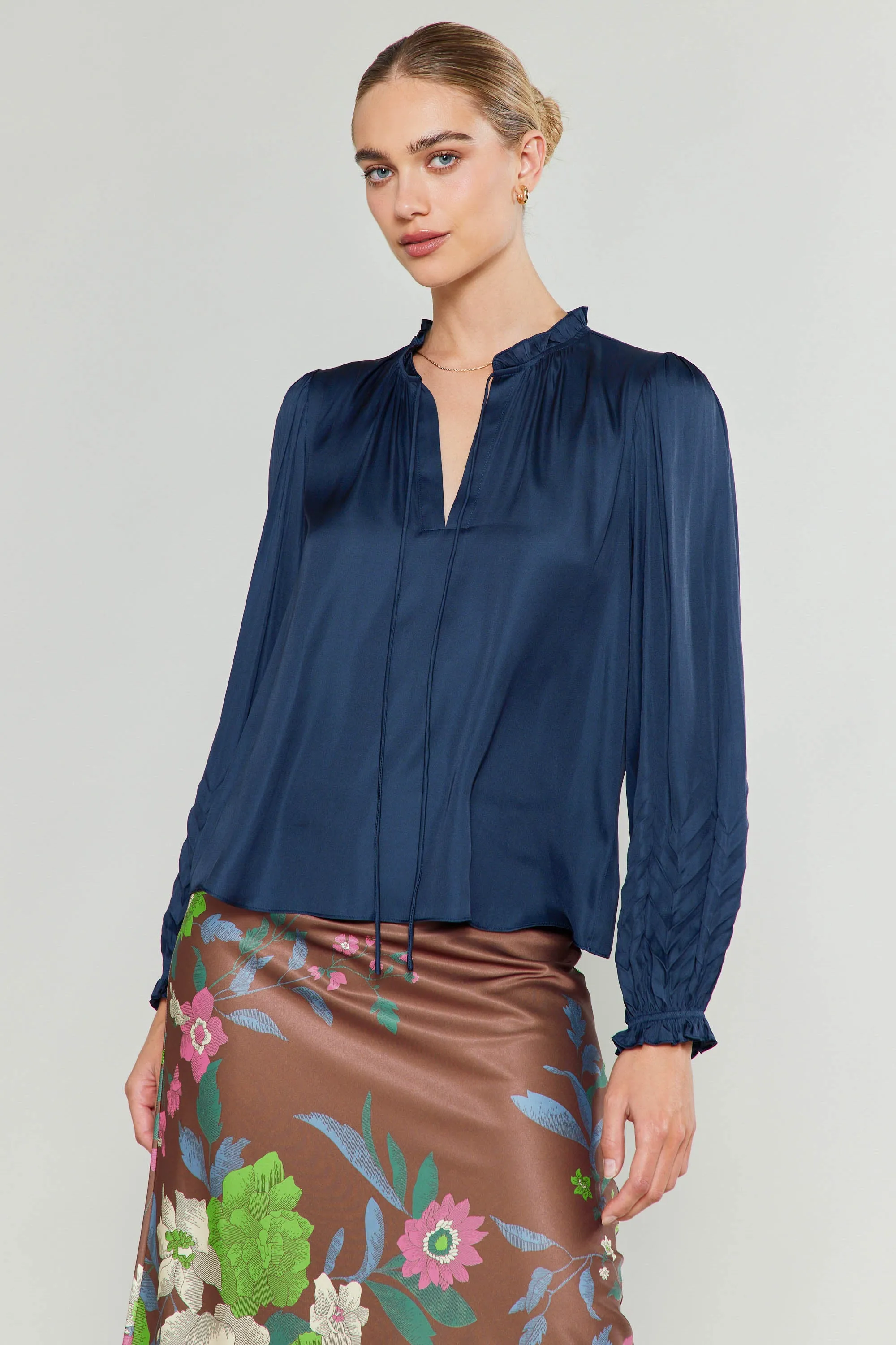 Chevron Pleat Splitneck Blouse sold by Current Air product image thumbnail 2