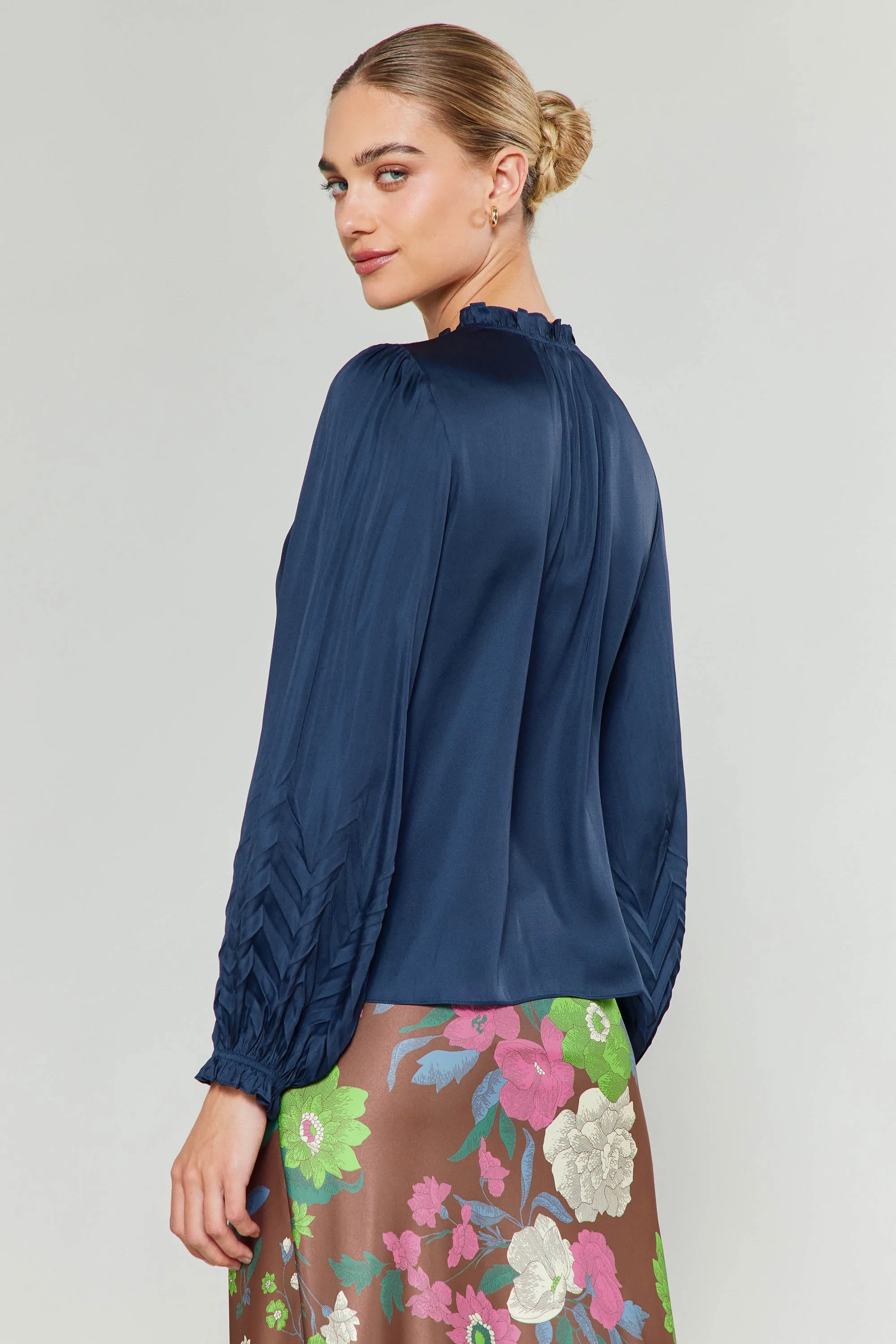 Chevron Pleat Splitneck Blouse sold by Current Air product image thumbnail 4