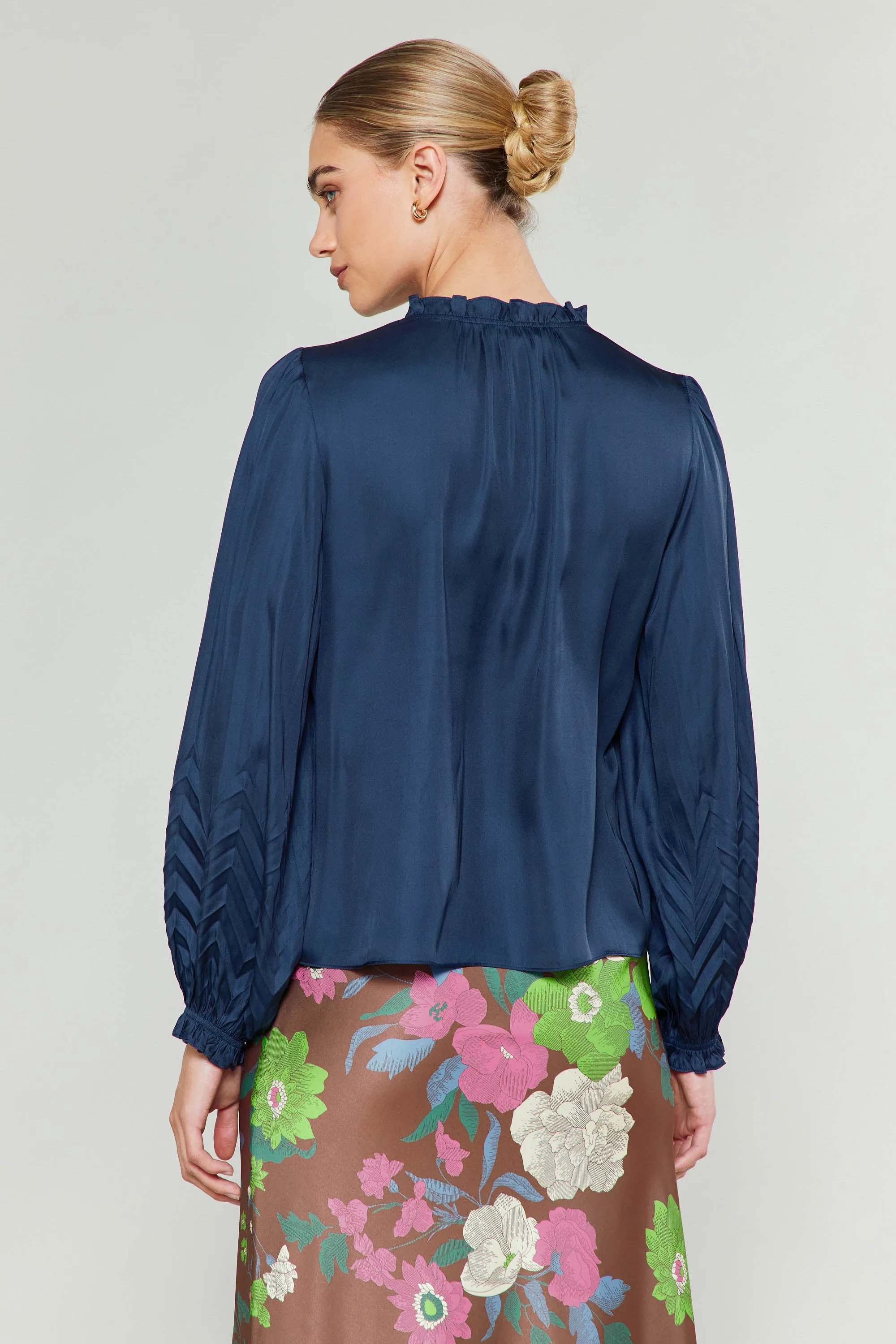 Chevron Pleat Splitneck Blouse sold by Current Air product image thumbnail 5