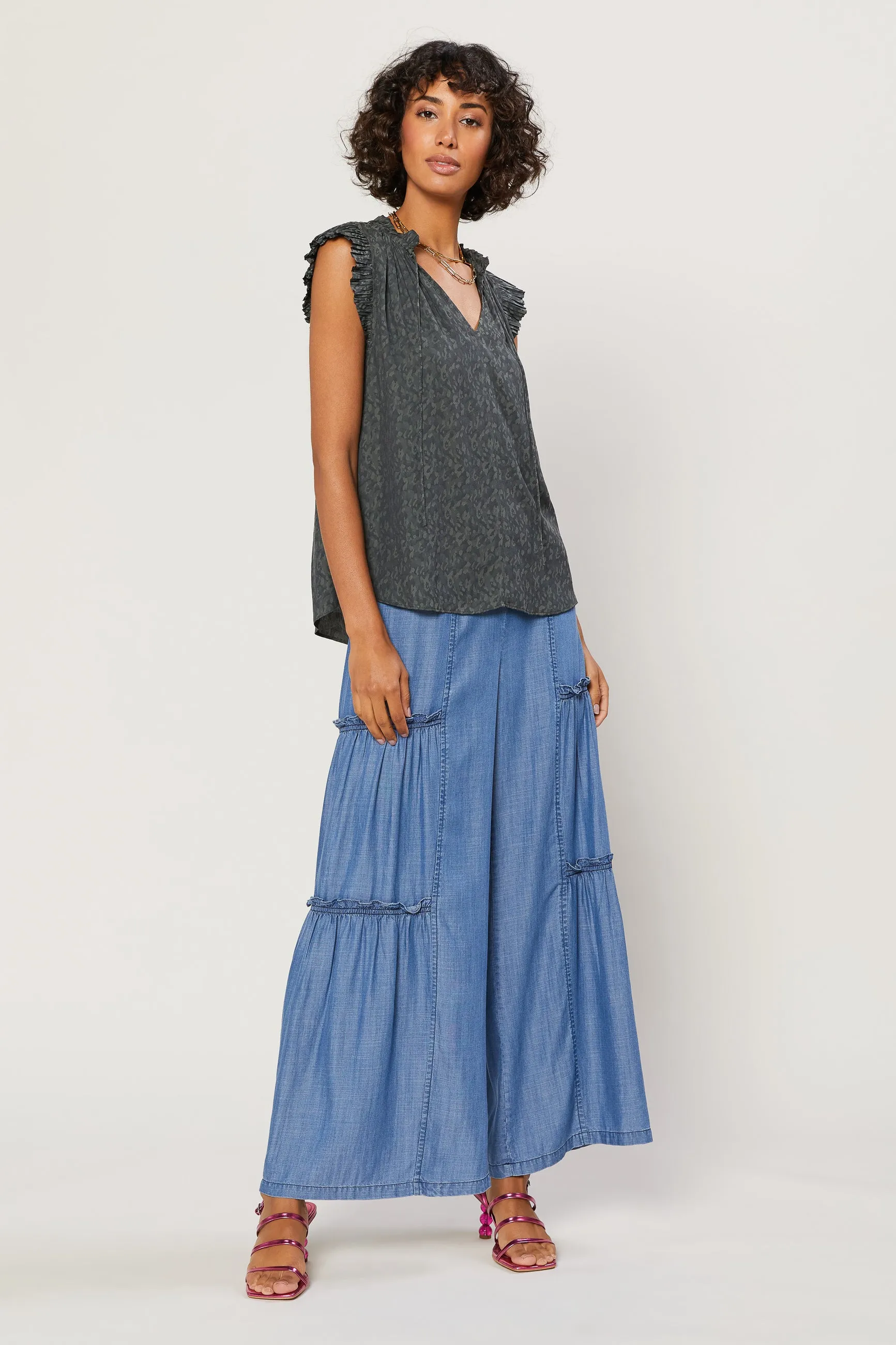 Margot Jacquard Pleated Sleeve Blouse sold by Current Air product image thumbnail 2