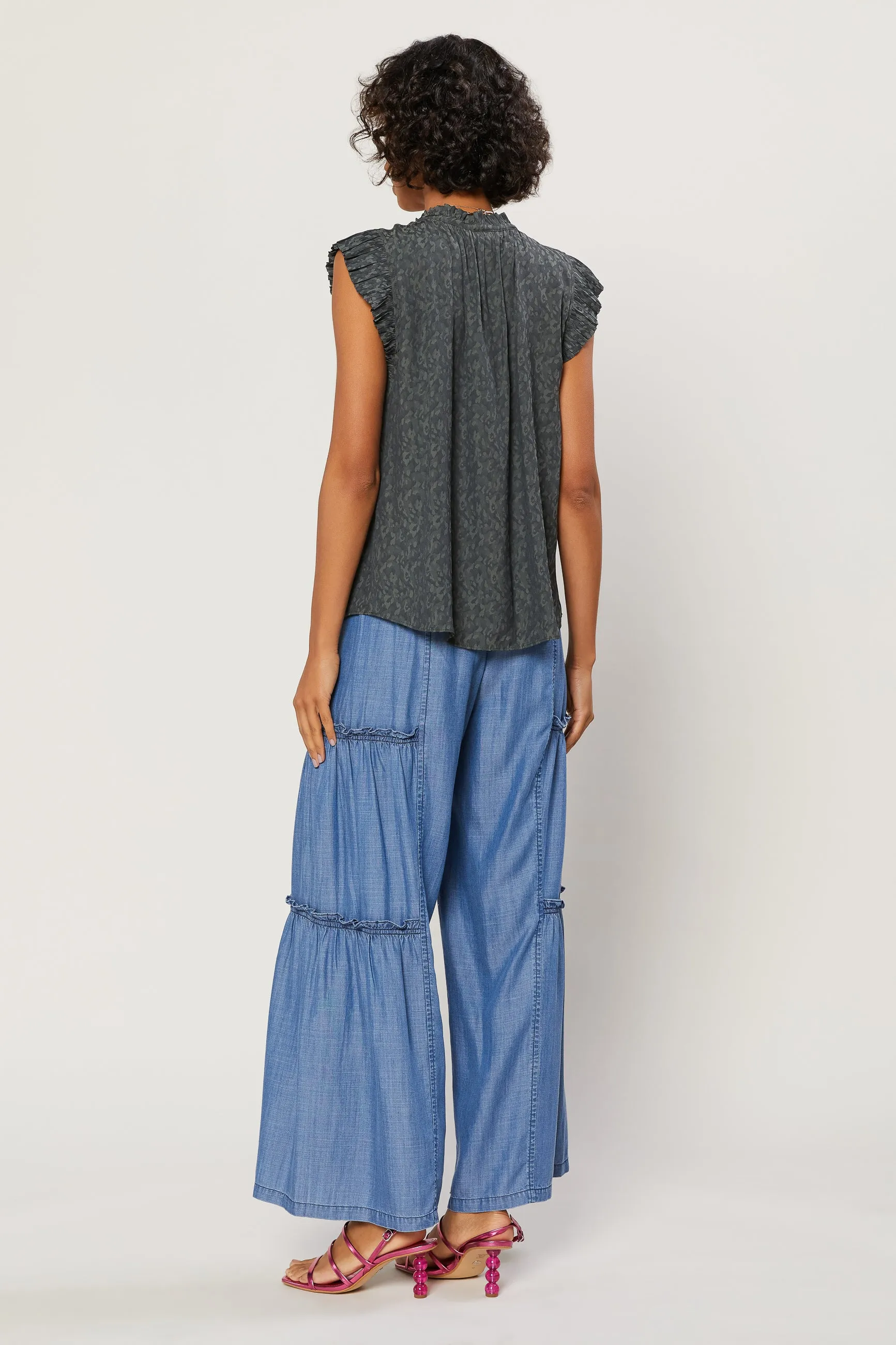 Margot Jacquard Pleated Sleeve Blouse sold by Current Air product image thumbnail 3