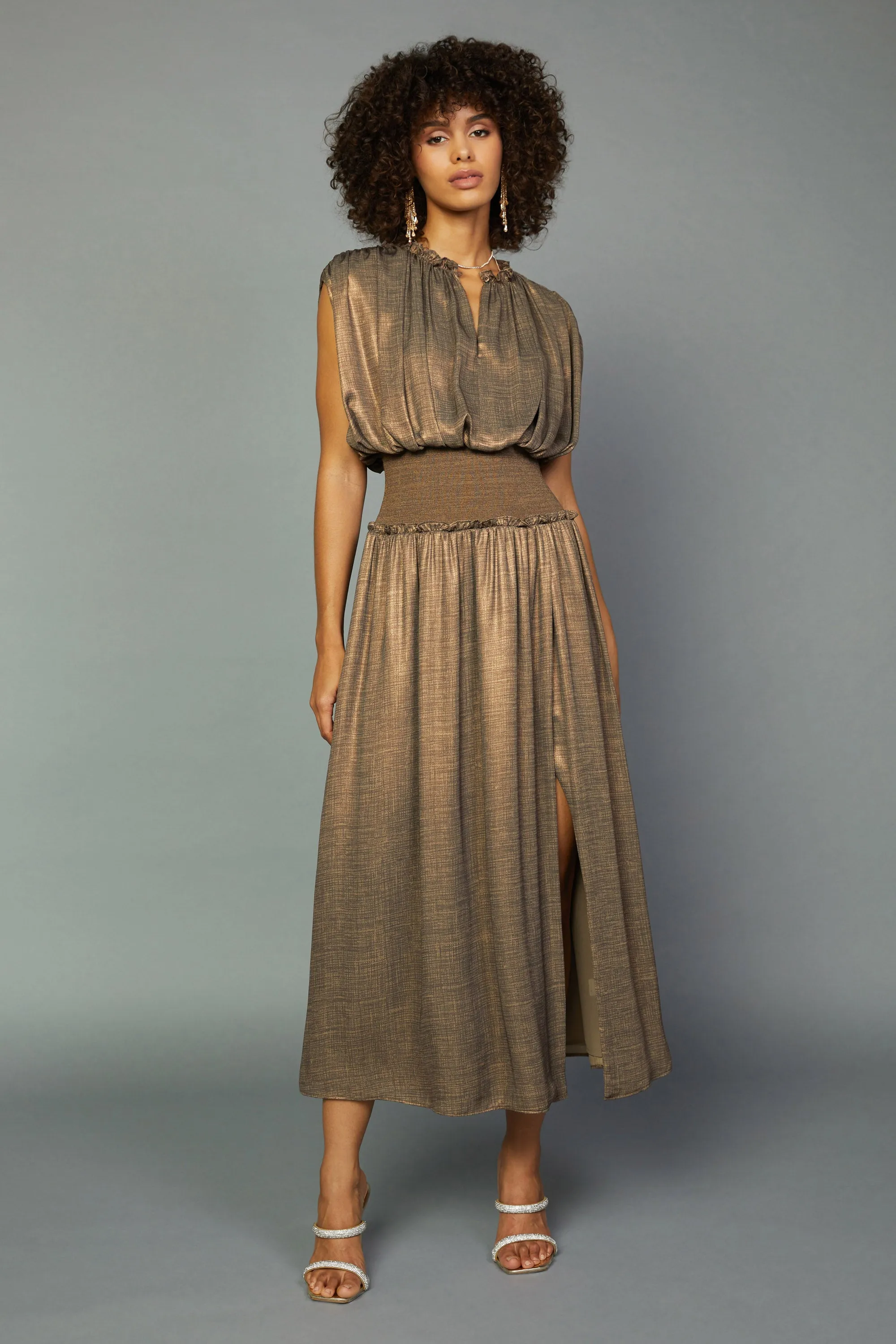 Metallic Ribbed Waist Dress sold by Current Air product image thumbnail 2