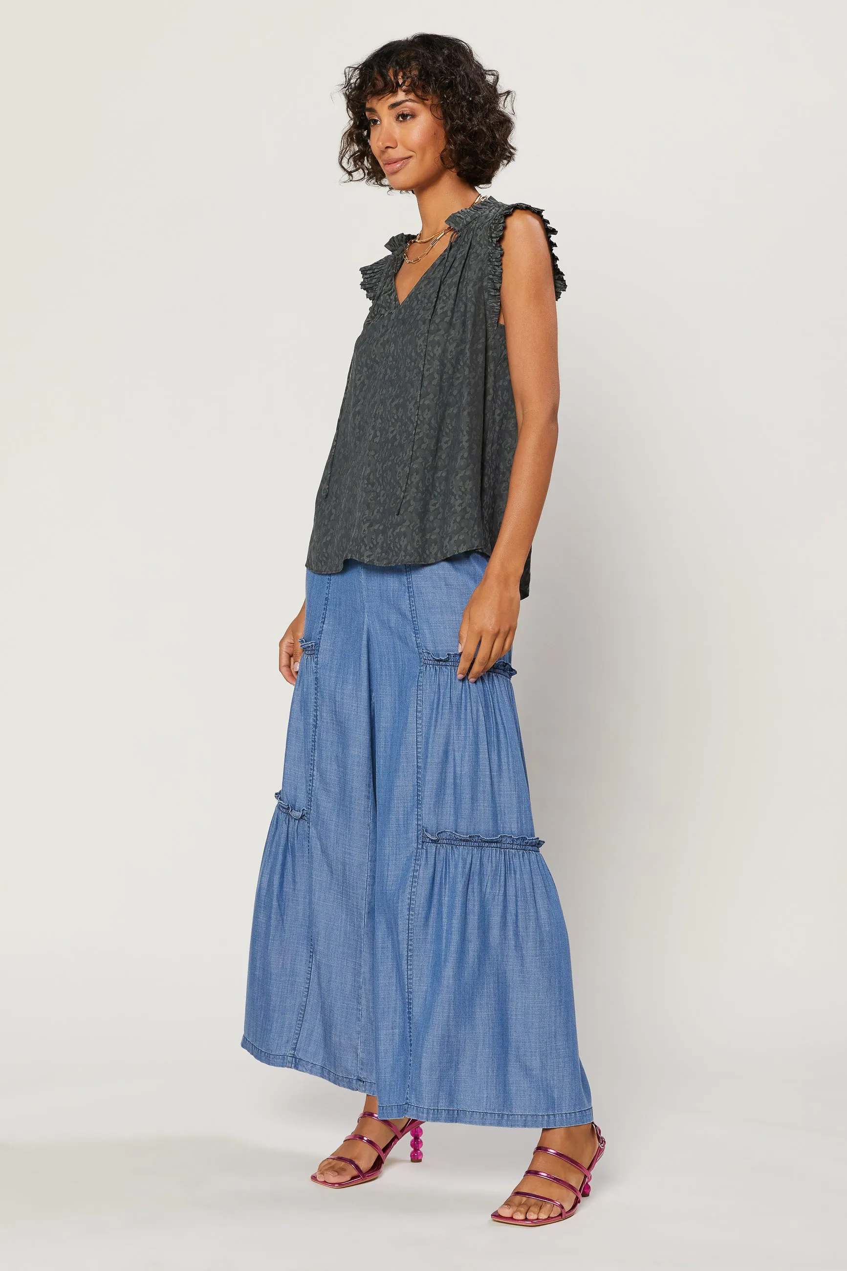 Margot Jacquard Pleated Sleeve Blouse sold by Current Air product image thumbnail 4