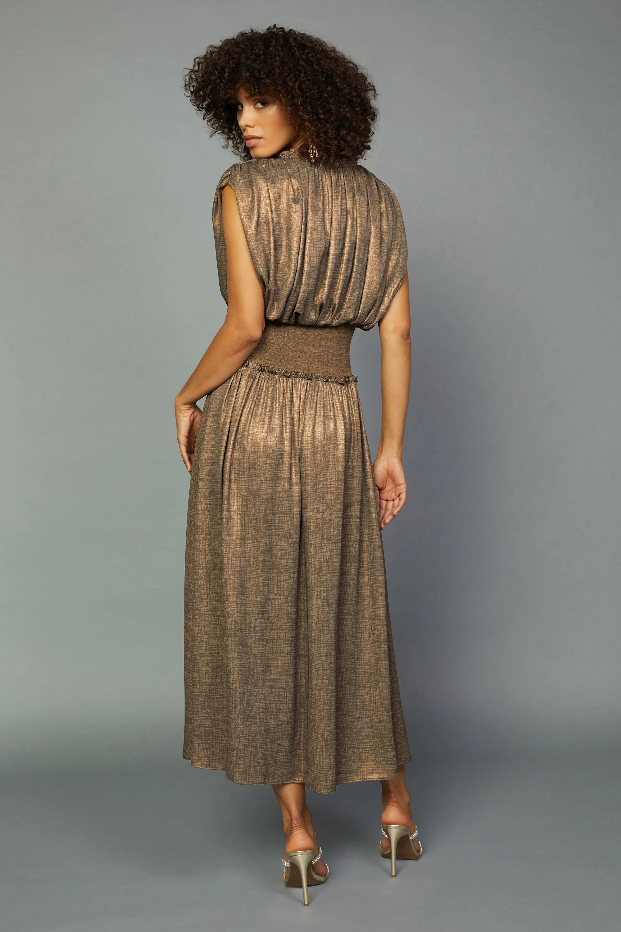 Metallic Ribbed Waist Dress sold by Current Air product image thumbnail 4
