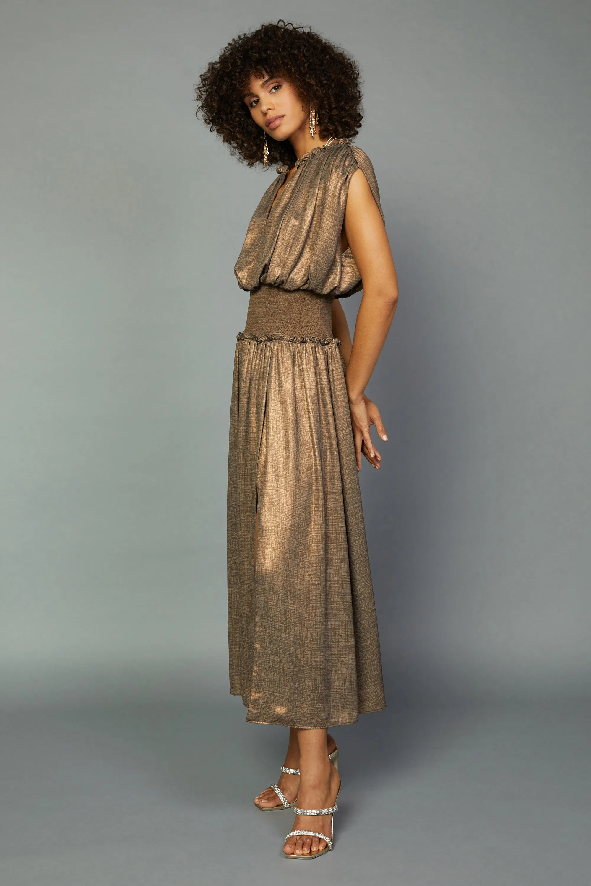 Metallic Ribbed Waist Dress sold by Current Air product image thumbnail 3